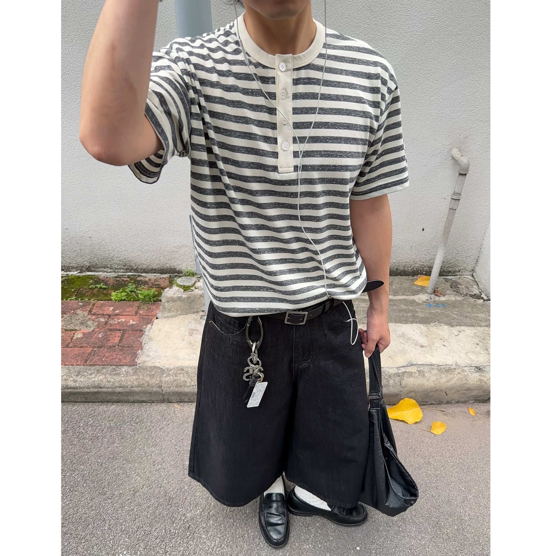 Retro Border Henley Neck T-shirt MB7391