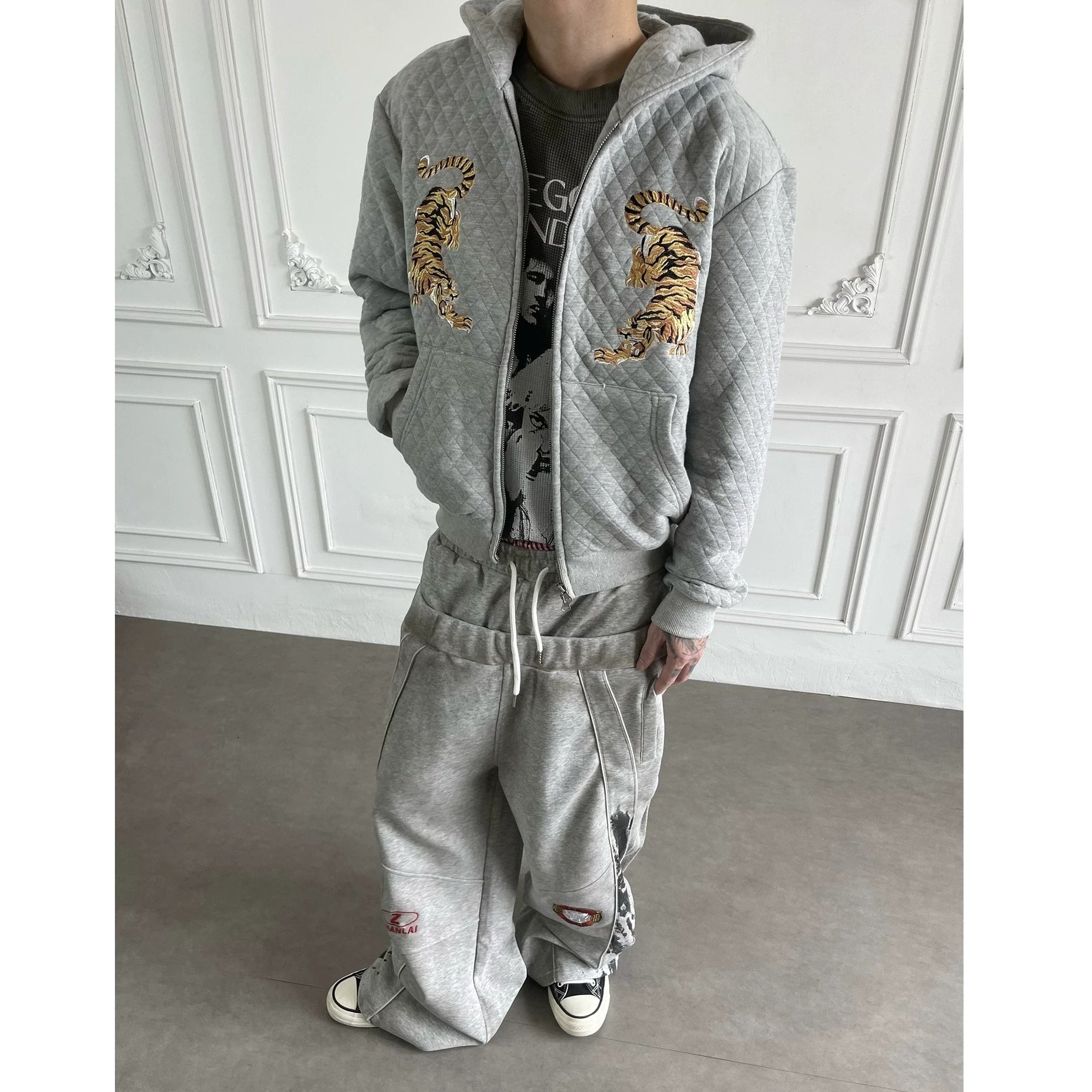 Embroidered Diamond Quilted Hoodie Jacket MB7423