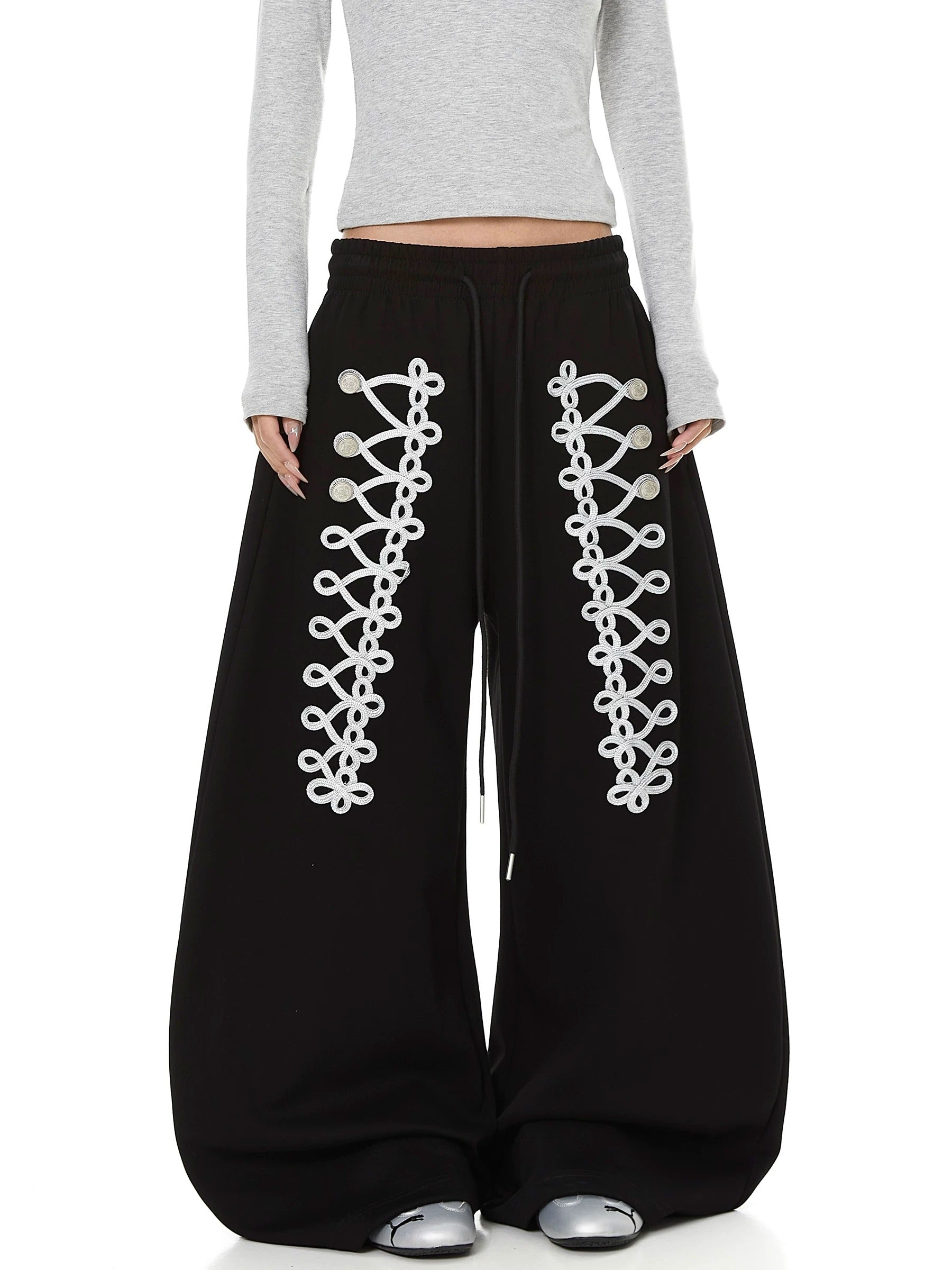 【上下別売り】Lace-Up Design Wide Curve Sweat Pants MB7441