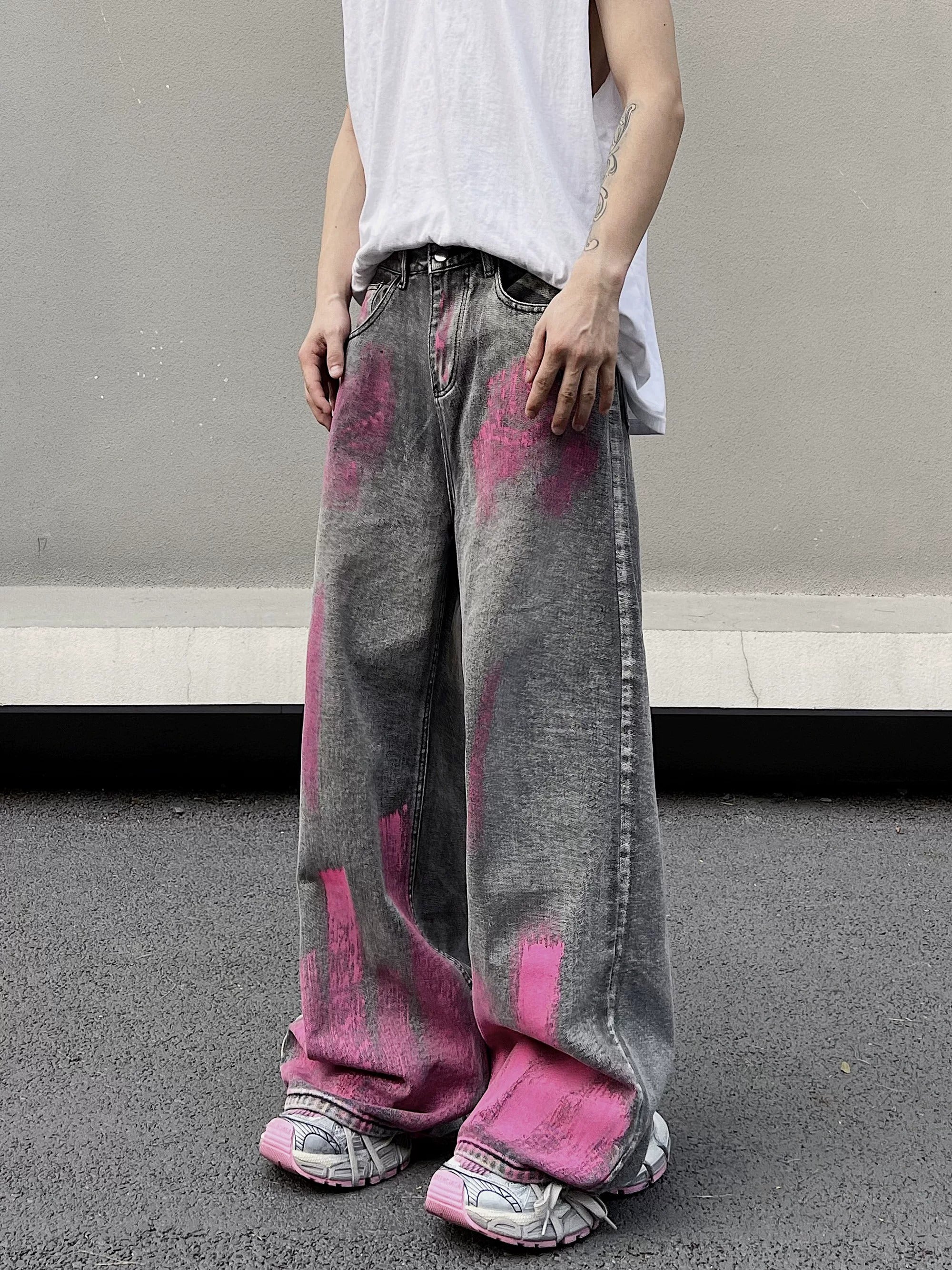 Paint Like Graffiti Wide-leg Jeans MB7433