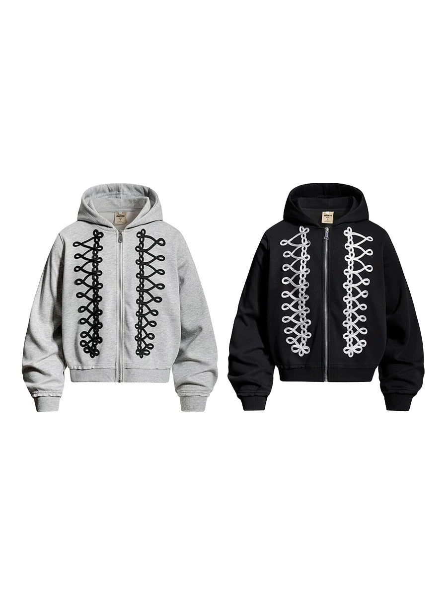 Code Embroidery Zip Hooded Parka MB7442