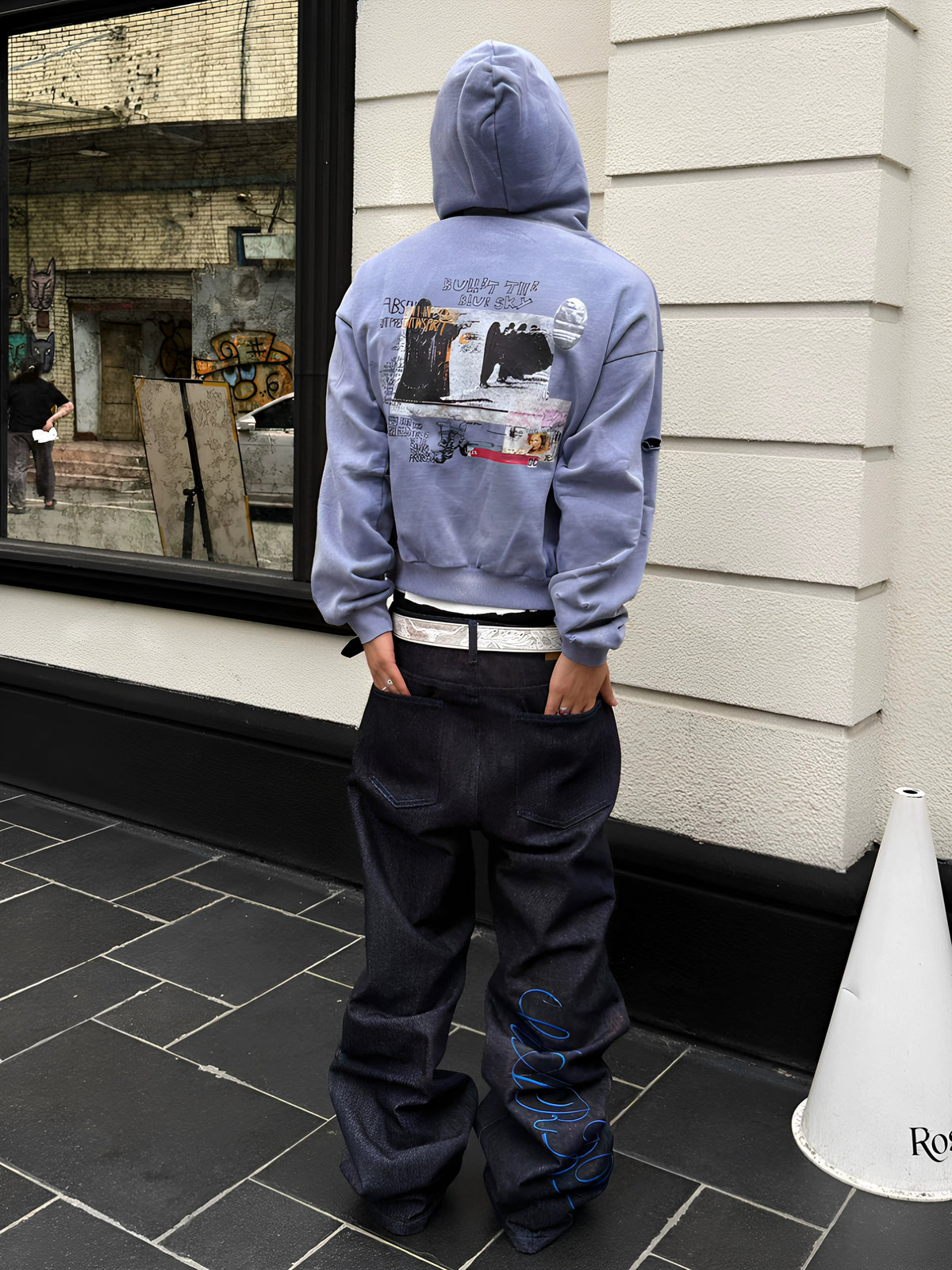 Graphic Embroidery Loose Straight Jeans MB7470