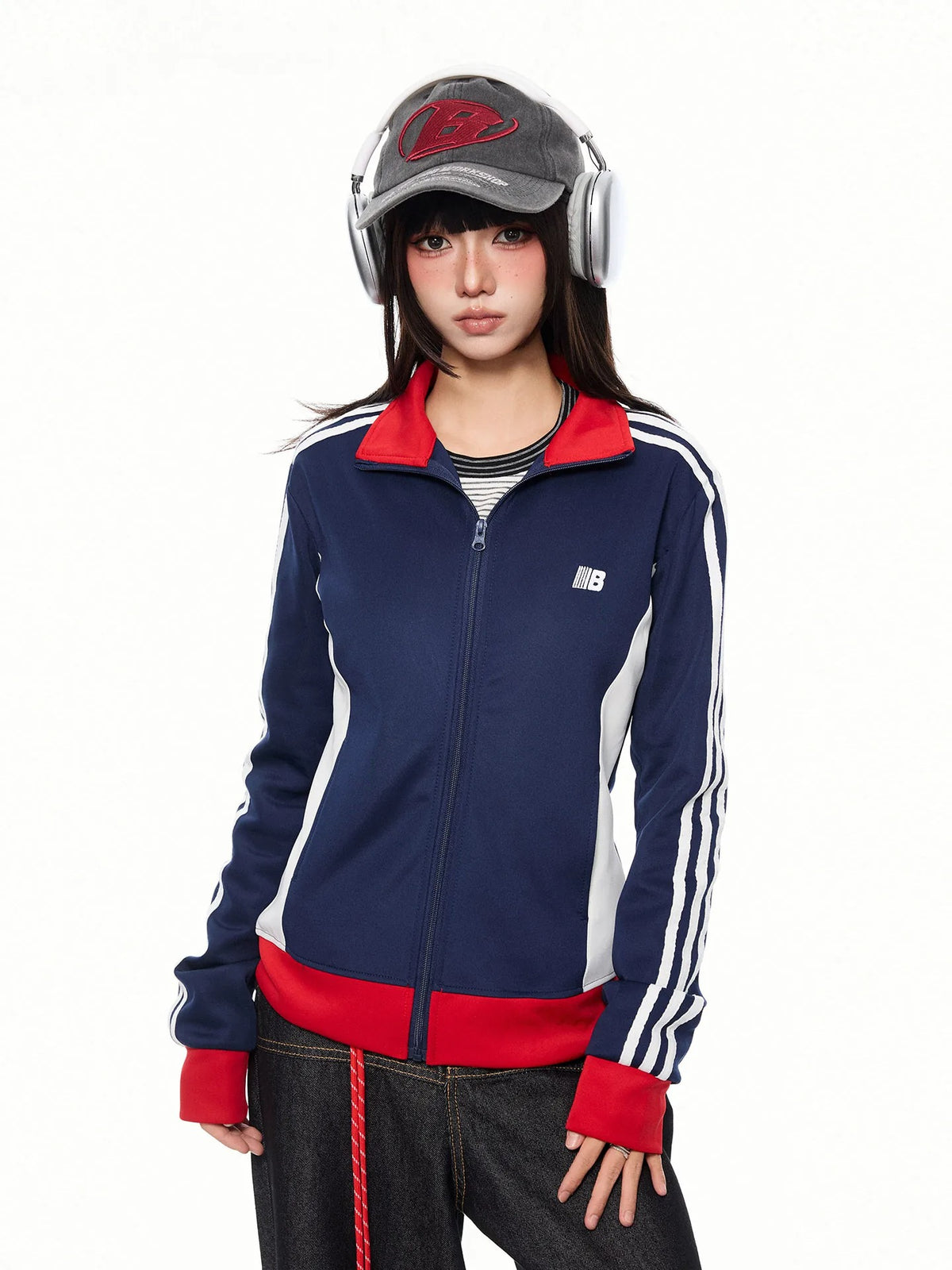 Retro Sporty Line Stand-Collar Zip Jacket MB7466