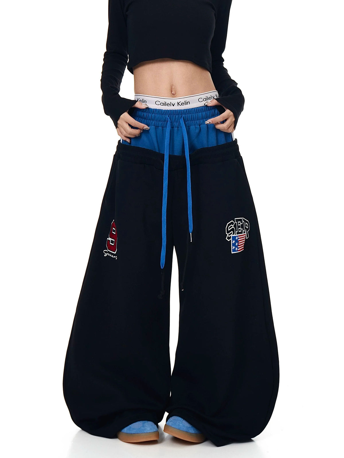 Layered-Waist Logo Buggy Sweat Pants MB7455