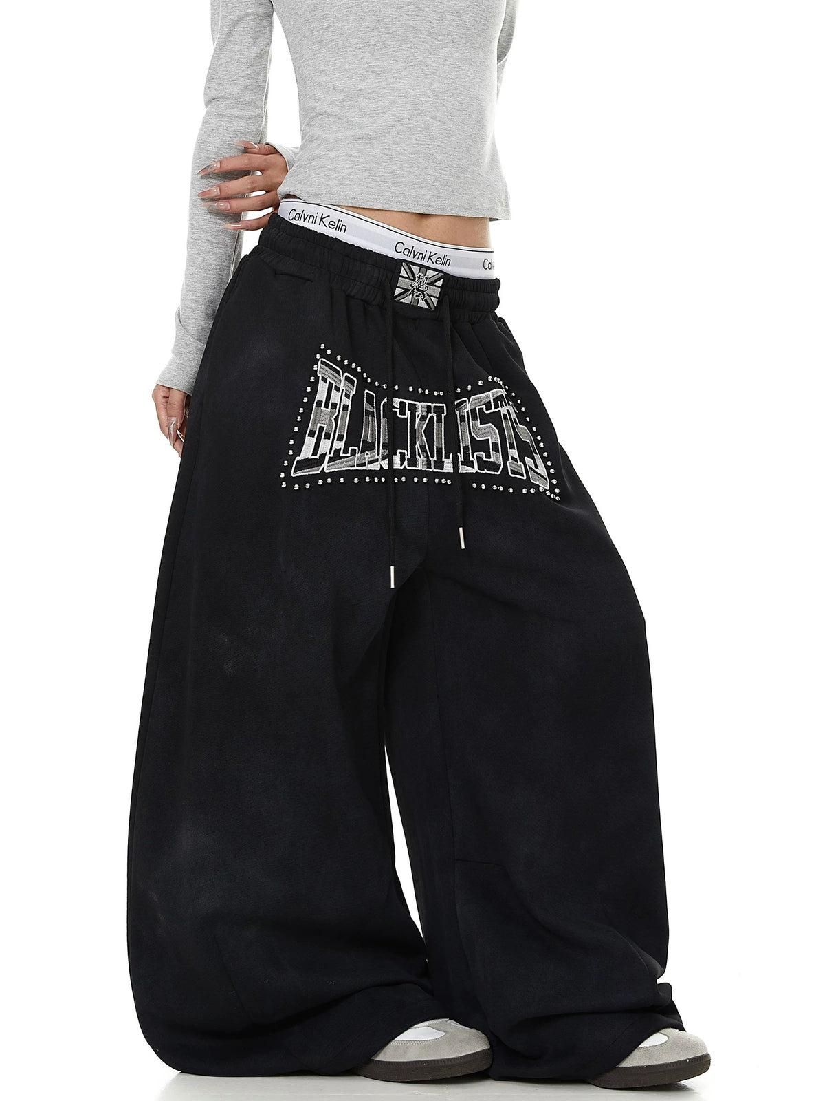 Heavy-Duty Beaded Letter Sweat Pants MB7449