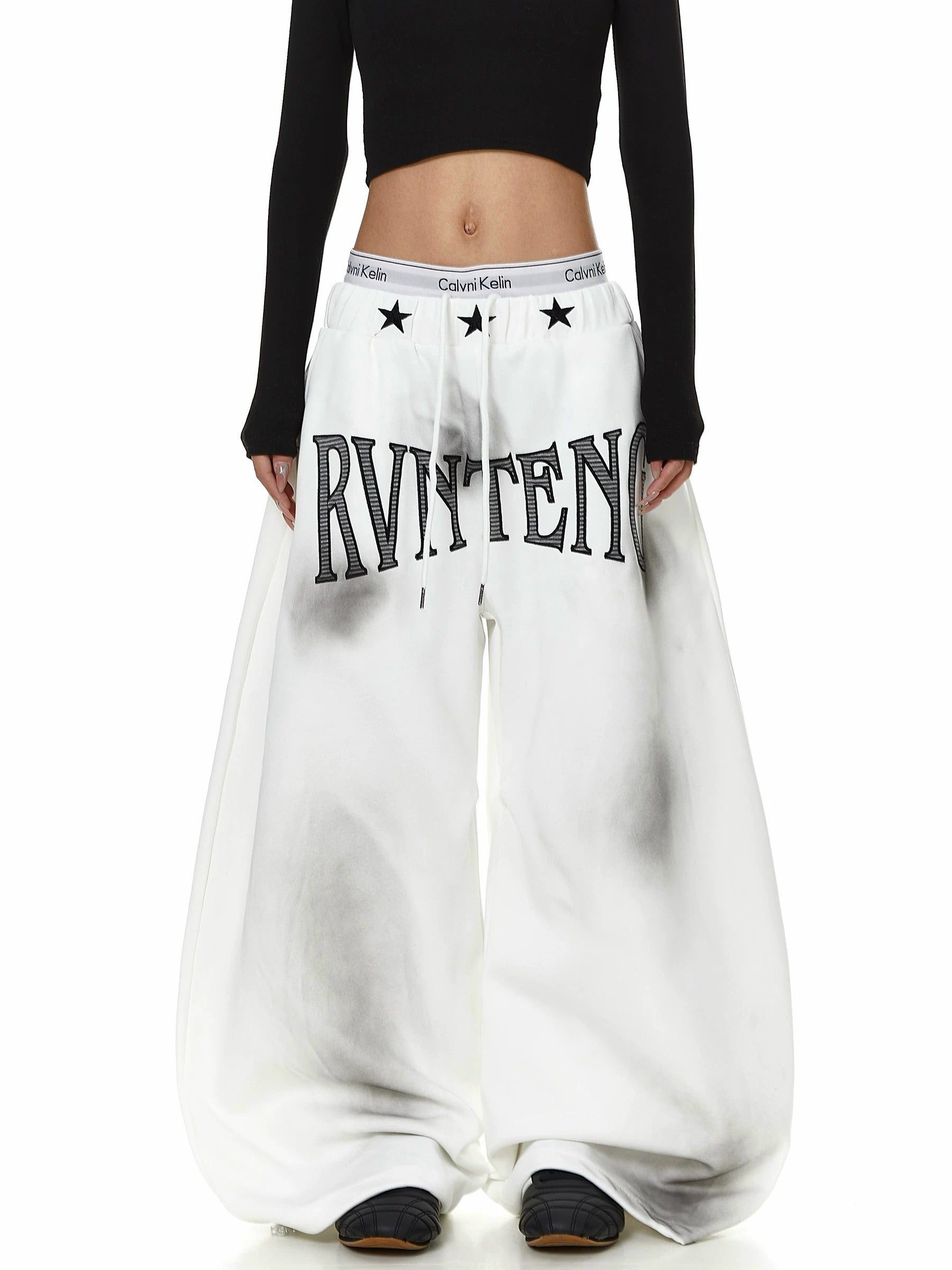 Dirty Dye Embroidered Wide Sweat Pants MB7437