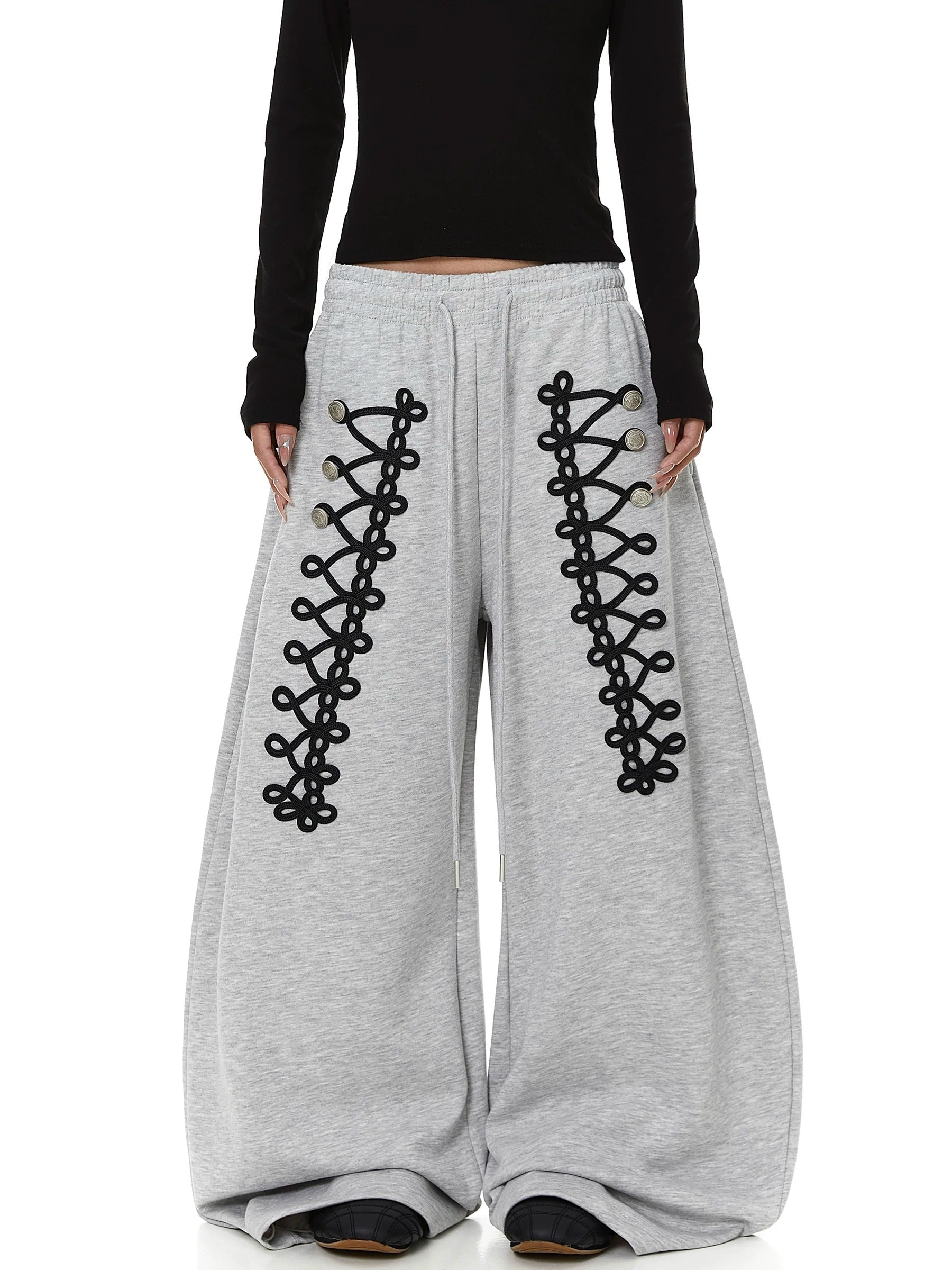 【上下別売り】Lace-Up Design Wide Curve Sweat Pants MB7441