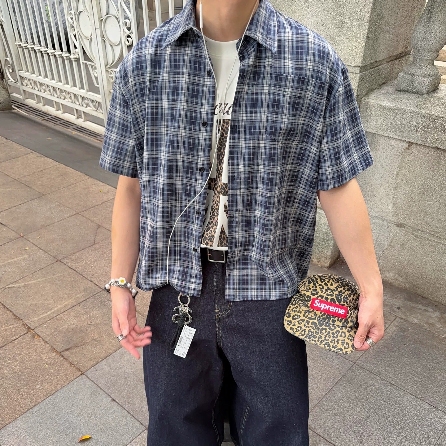 Relaxed Fit Checked Short Sleeve Shirt MB7393