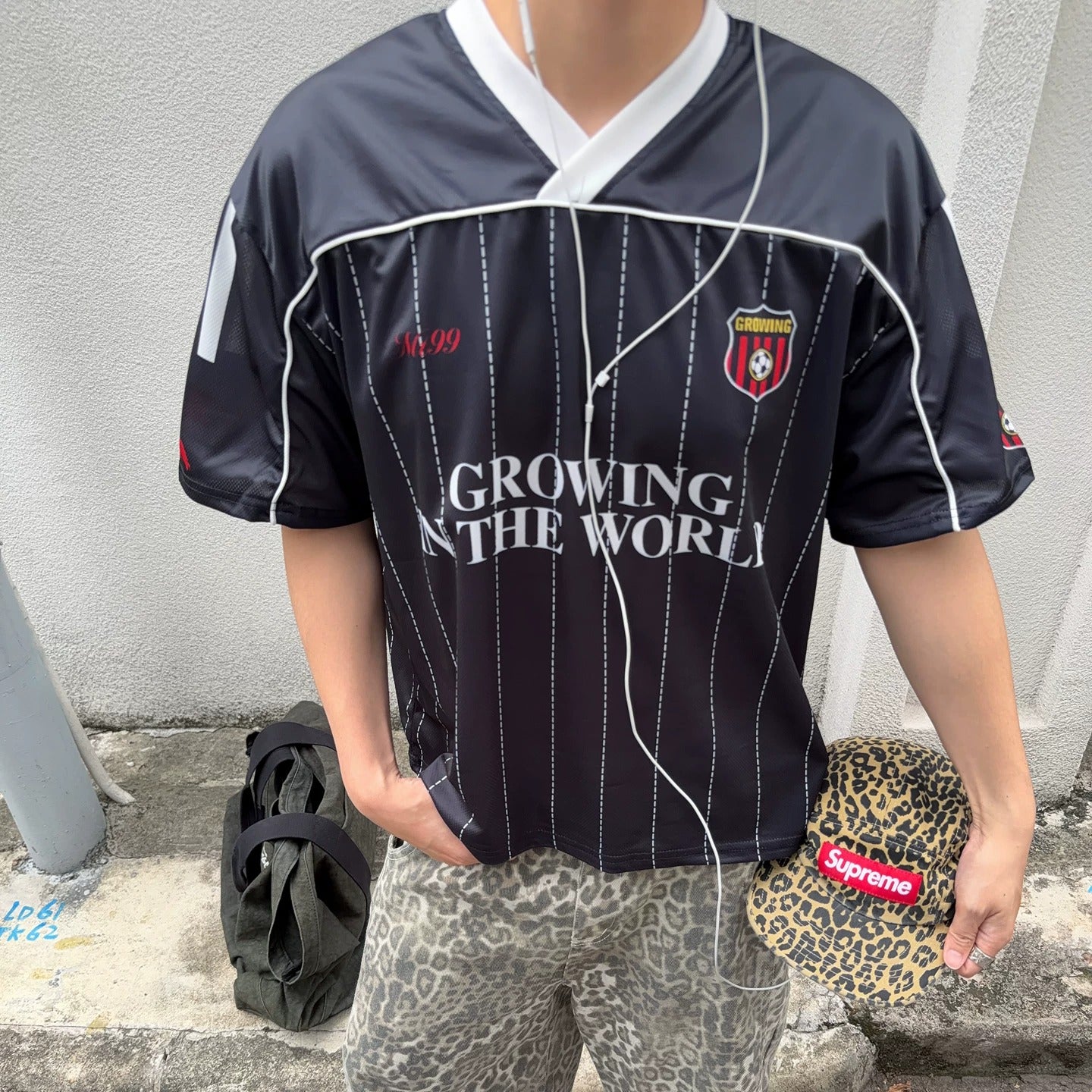 Alphanumeric Print Oversized Game Shirt MB7387