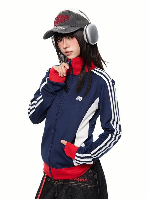 Retro Sporty Line Stand-Collar Zip Jacket MB7466