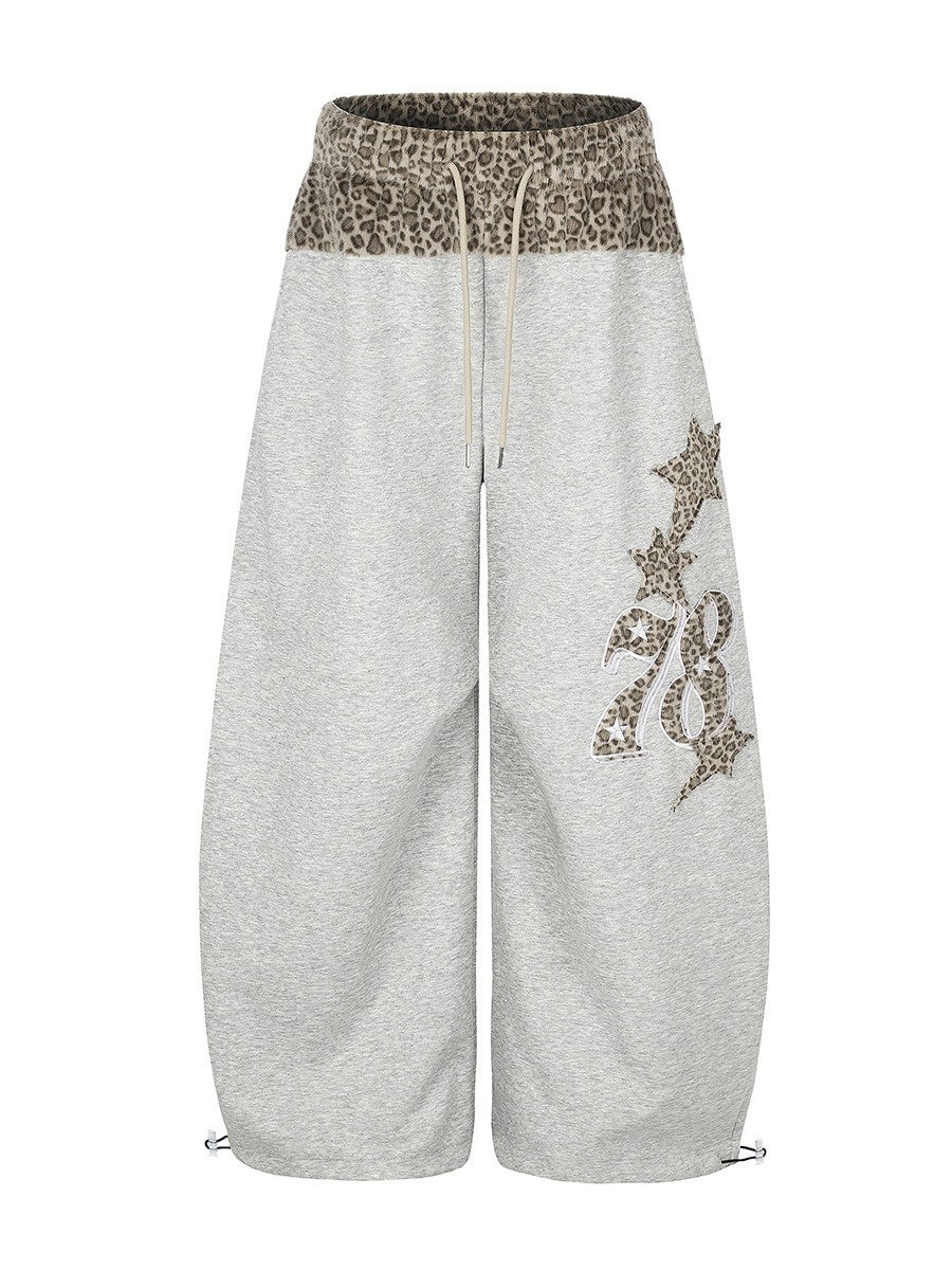 Leopard Print Patchwork Loose Sweat Pants MB7439