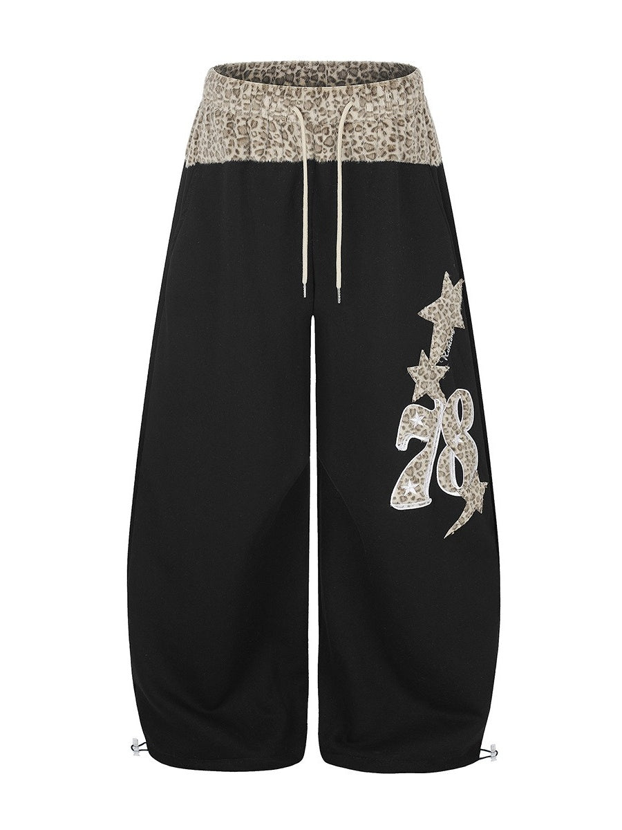 Leopard Print Patchwork Loose Sweat Pants MB7439