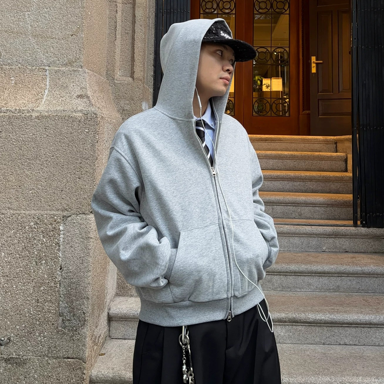 Double Zip Short Hooded Parka MB7399