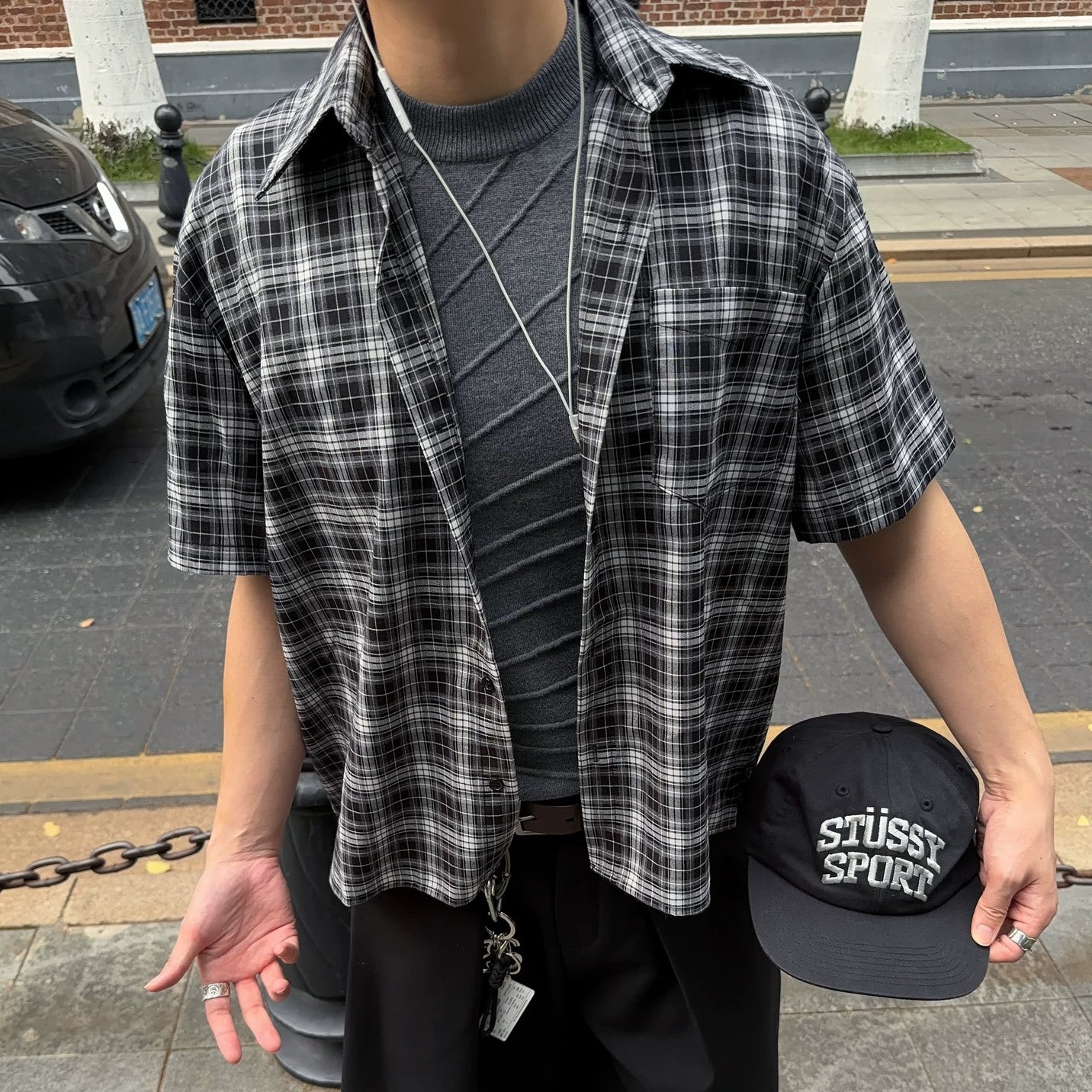 Relaxed Fit Checked Short Sleeve Shirt MB7393