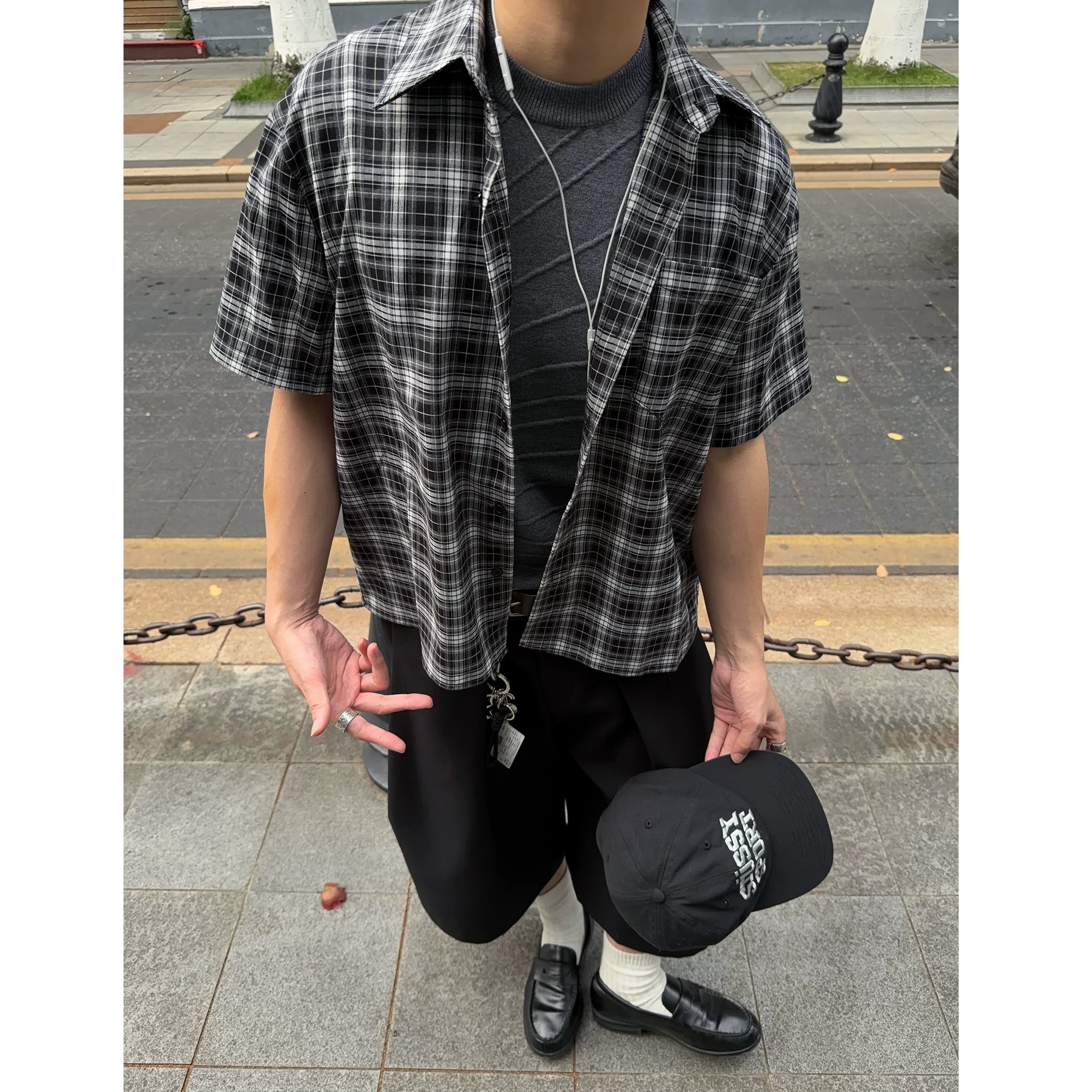 Relaxed Fit Checked Short Sleeve Shirt MB7393
