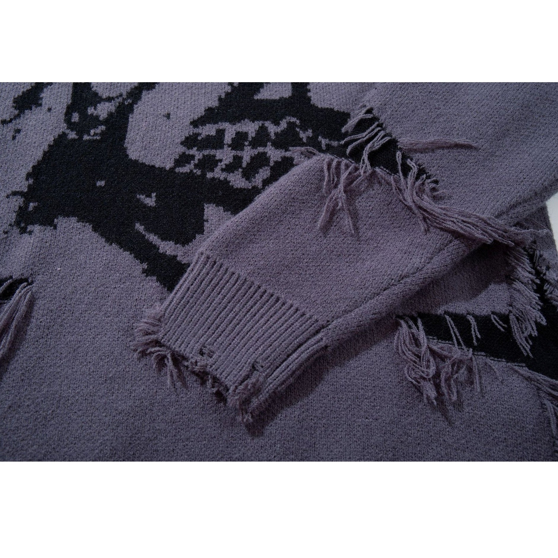 Damaged Skull Jacquard Sweater MB7416