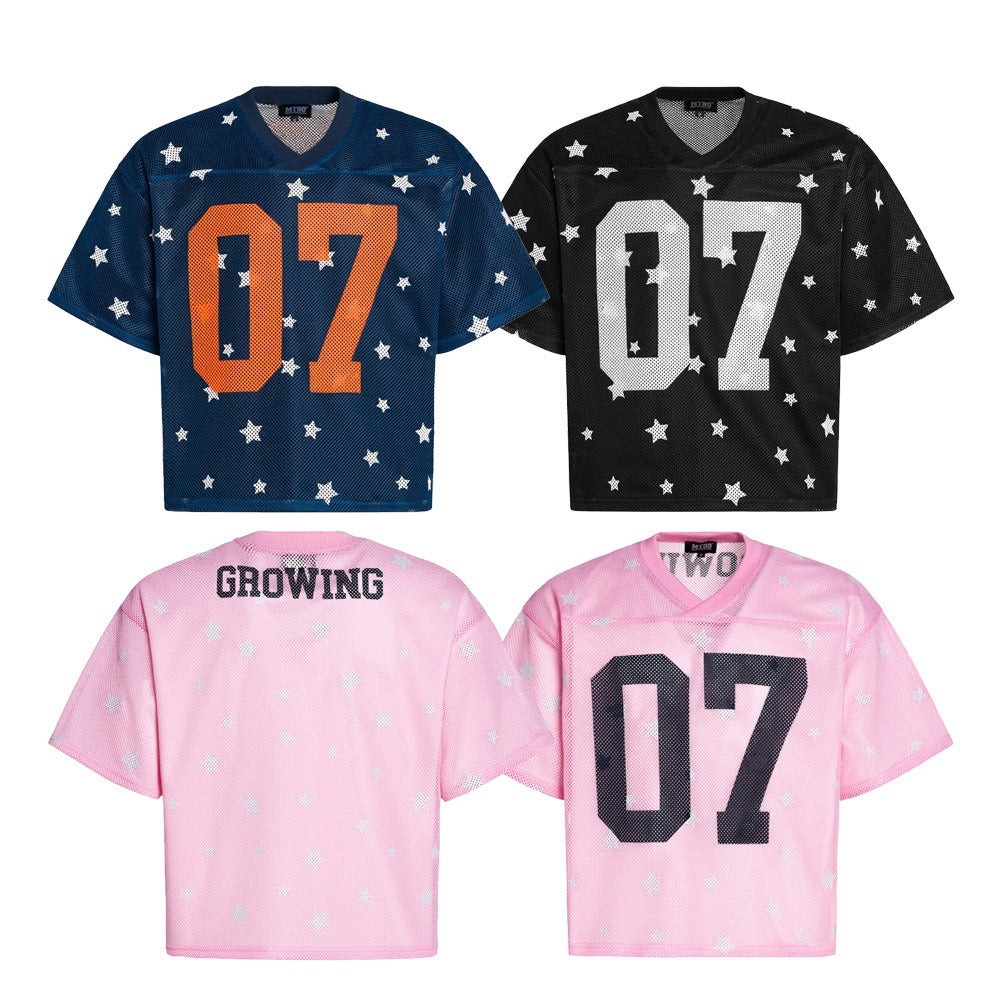 Star Pattern Mesh Numbering T-Shirt MB7398