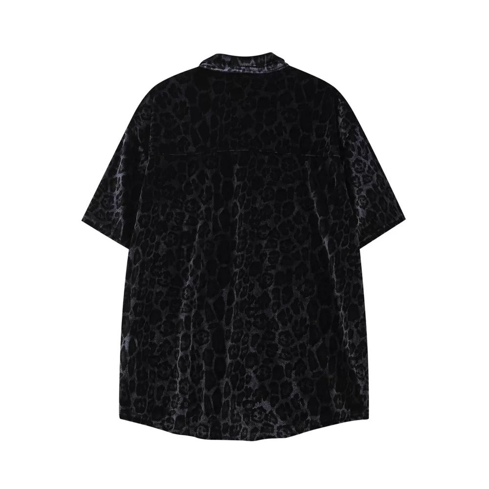 Leopard Print Velvet Like Loose Shirt MB7434