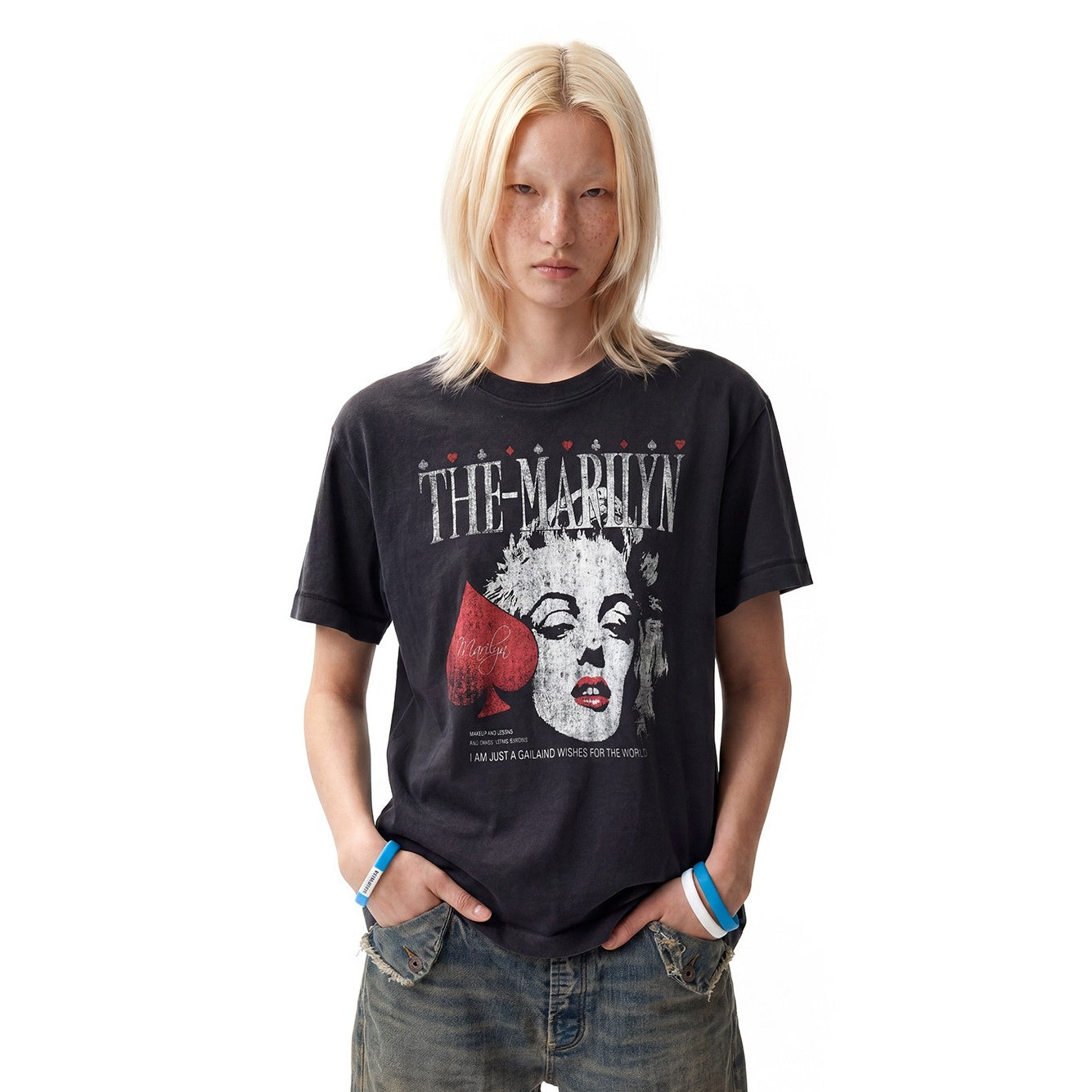 Vintage Like Crackle Print T-shirt MB7378