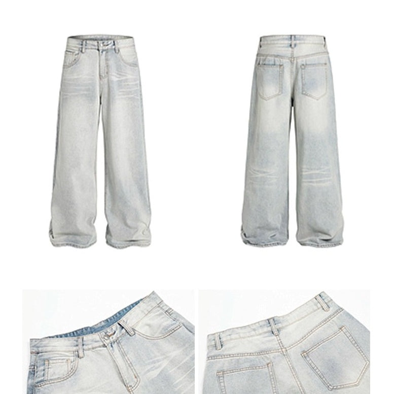 Washed Wide-leg Loose Straight Jeans BL1008