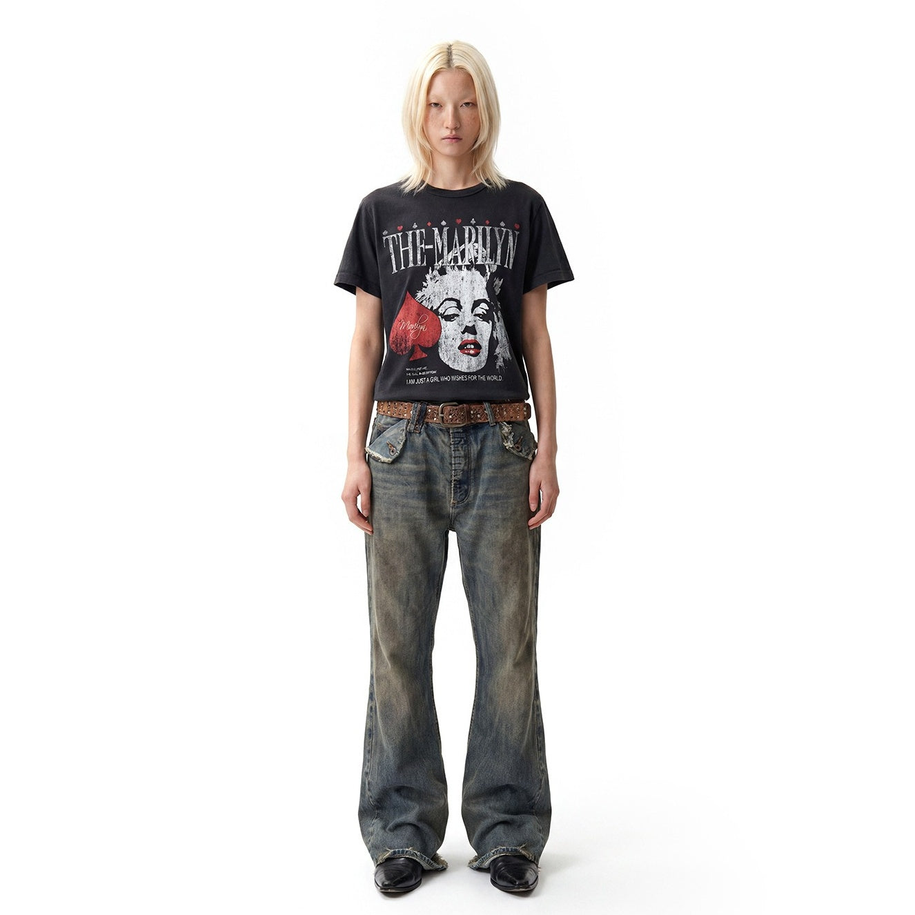 Vintage Like Crackle Print T-shirt MB7378