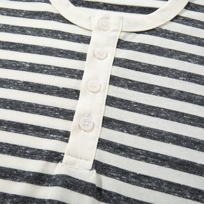 Retro Border Henley Neck T-shirt MB7391