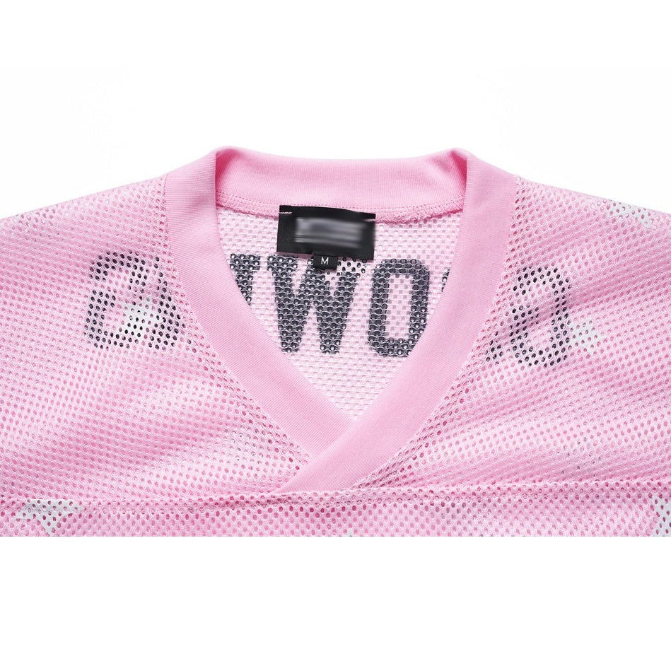 Star Pattern Mesh Numbering T-Shirt MB7398