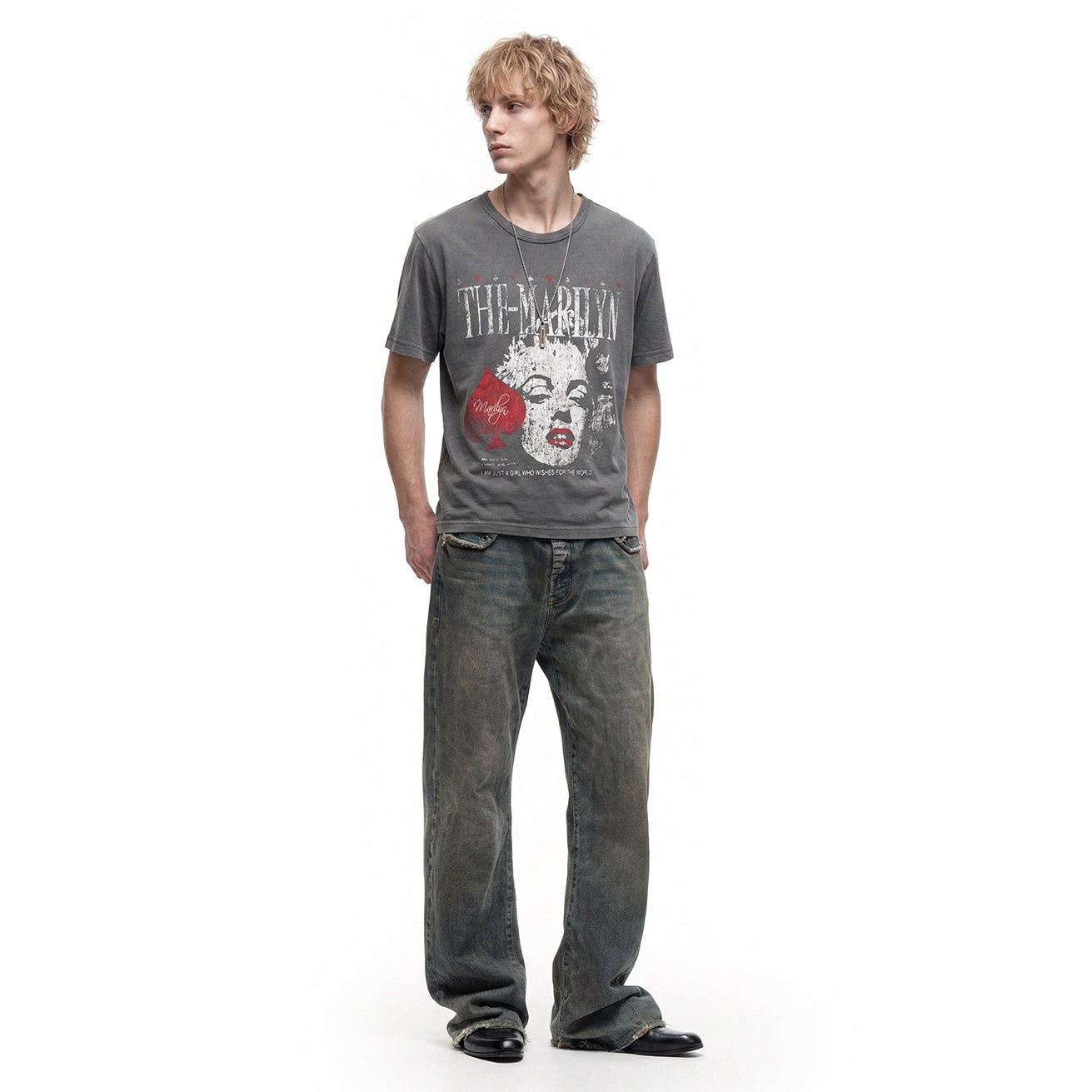 Vintage Like Crackle Print T-shirt MB7378