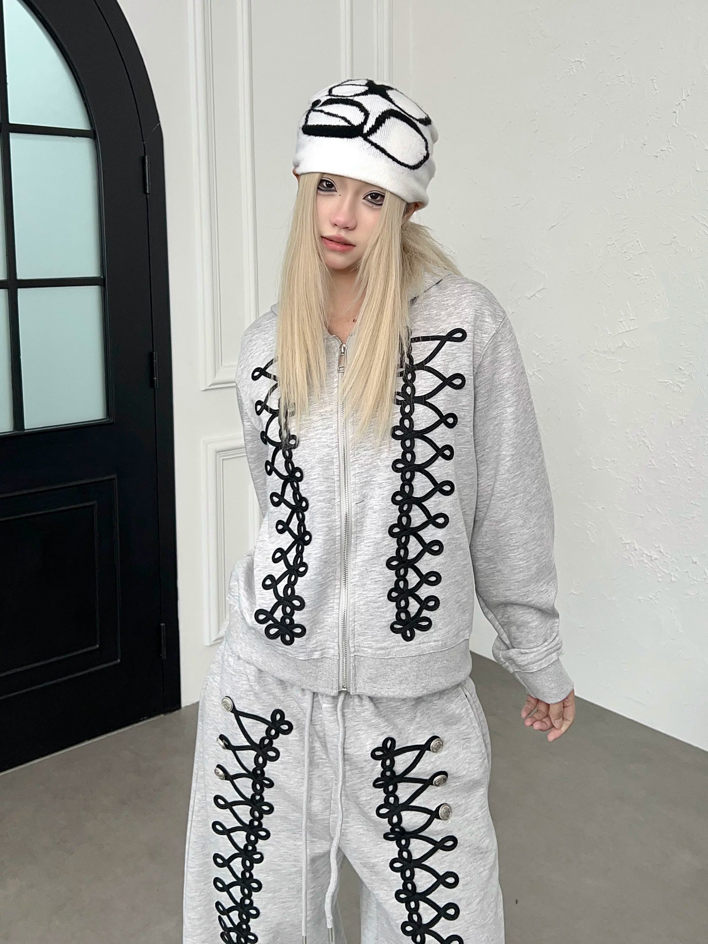 Code Embroidery Zip Hooded Parka MB7442
