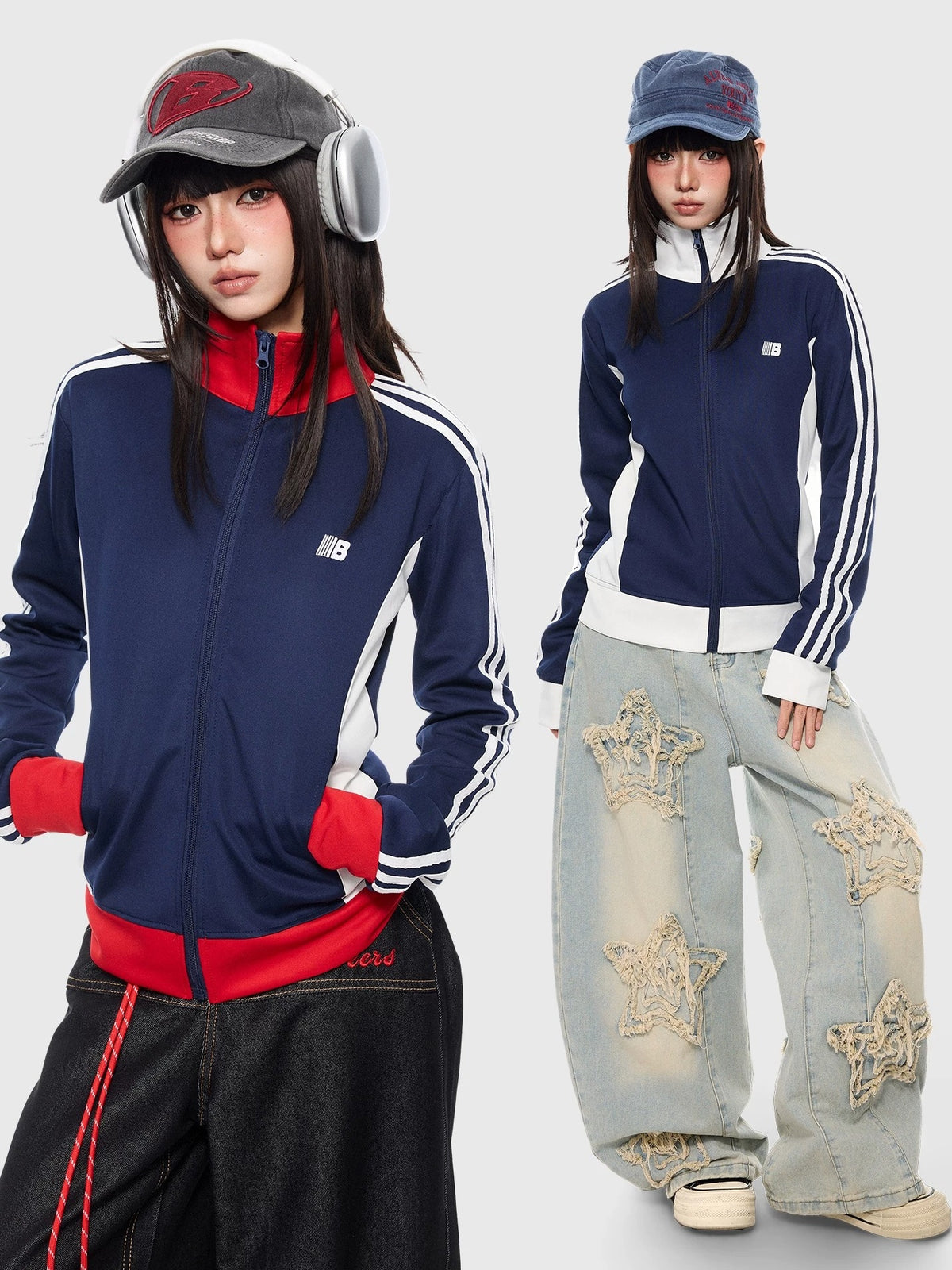 Retro Sporty Line Stand-Collar Zip Jacket MB7466