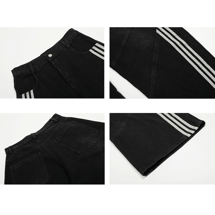 Deconstructed Three-Stripe Curved Jeans MB7419