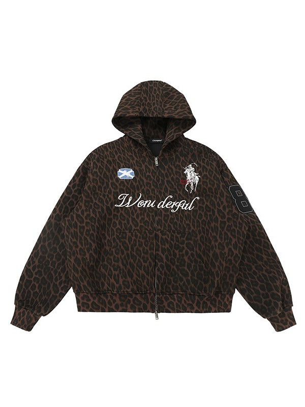 Leopard Numeric Patch Hooded Sweat Jacket MB7465