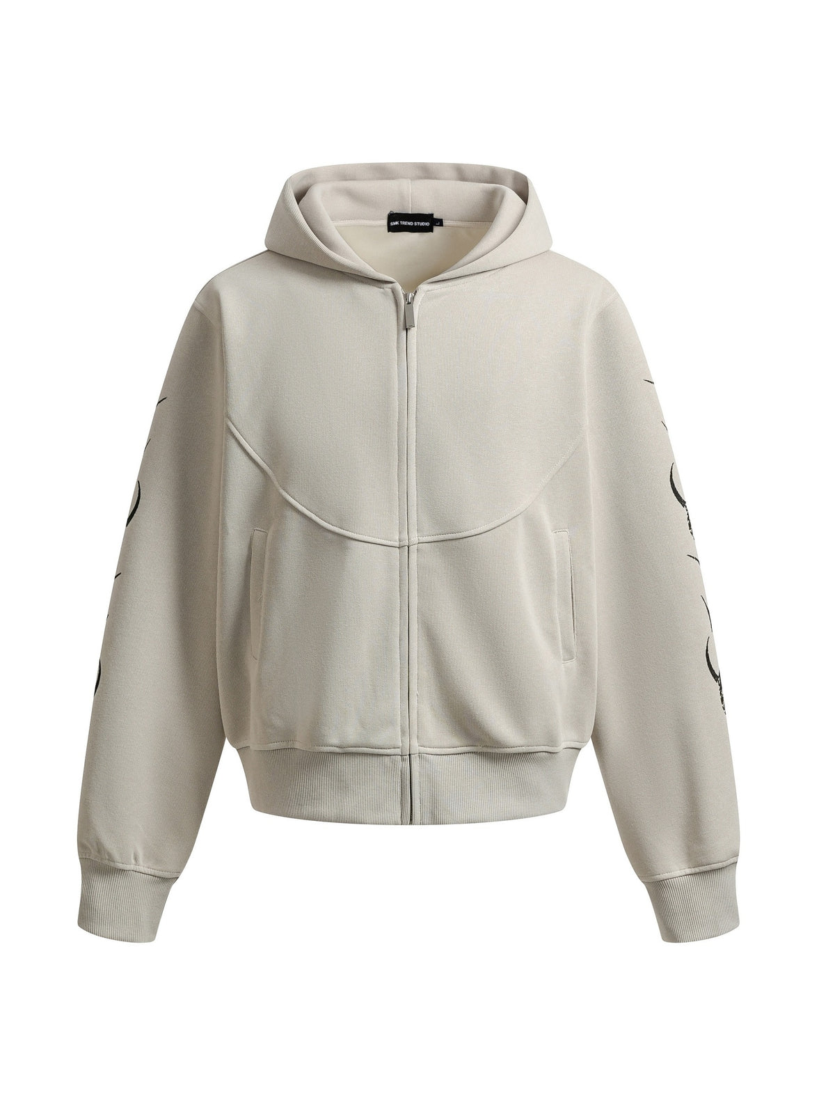トライバルグラフィック ジップアップパーカー アプリコット