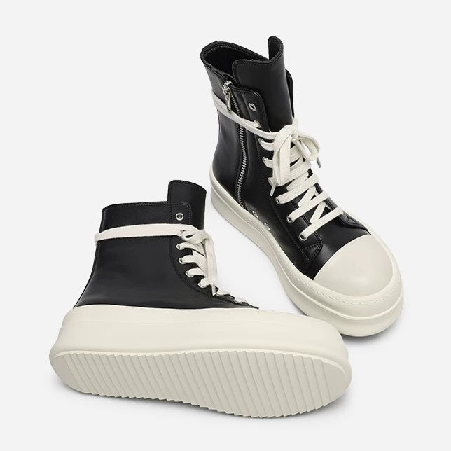 High-Top Zipper Design Lace-up Sneaker MB7429