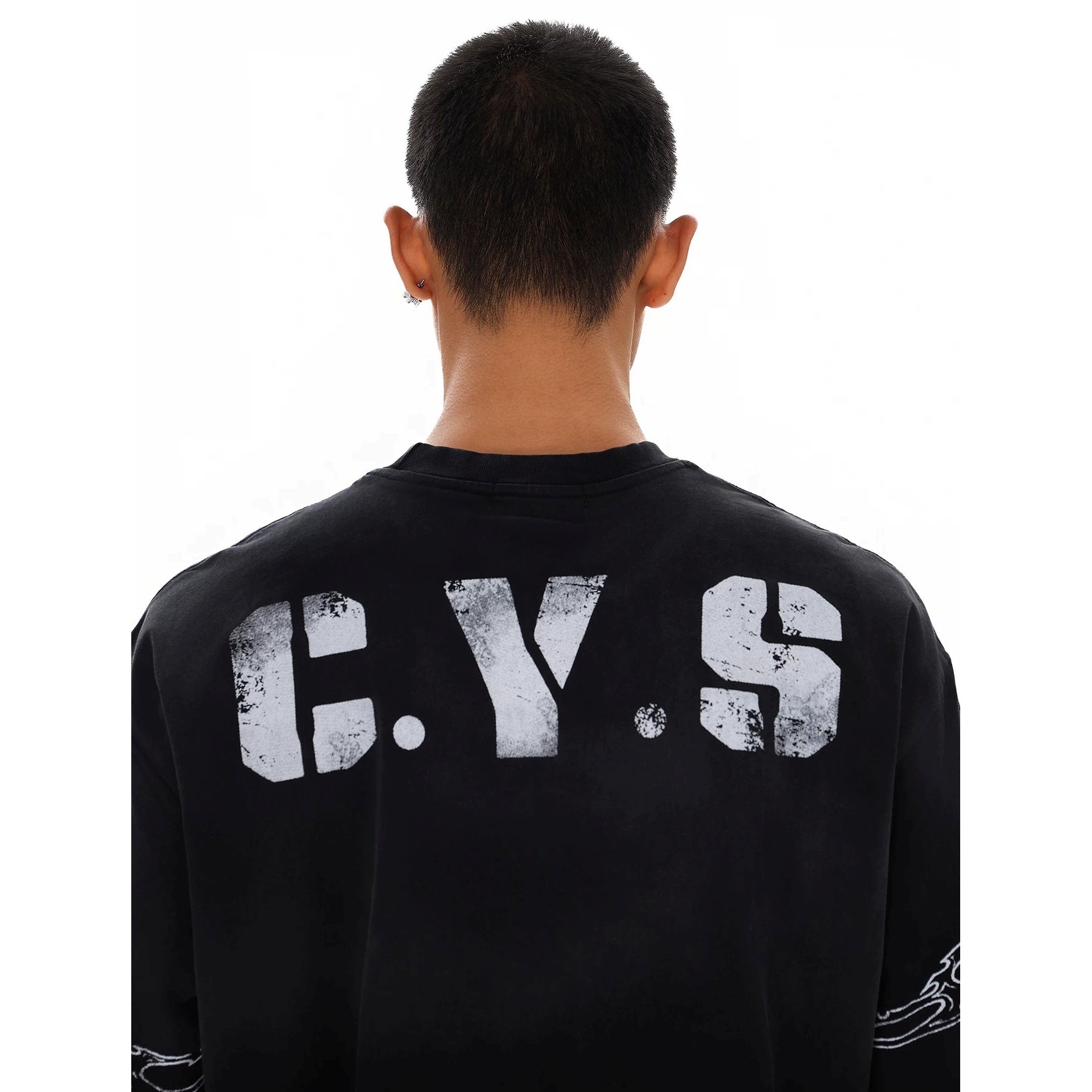 Dirty Dye Distressed Numbering Printed T-Shirt MB7415