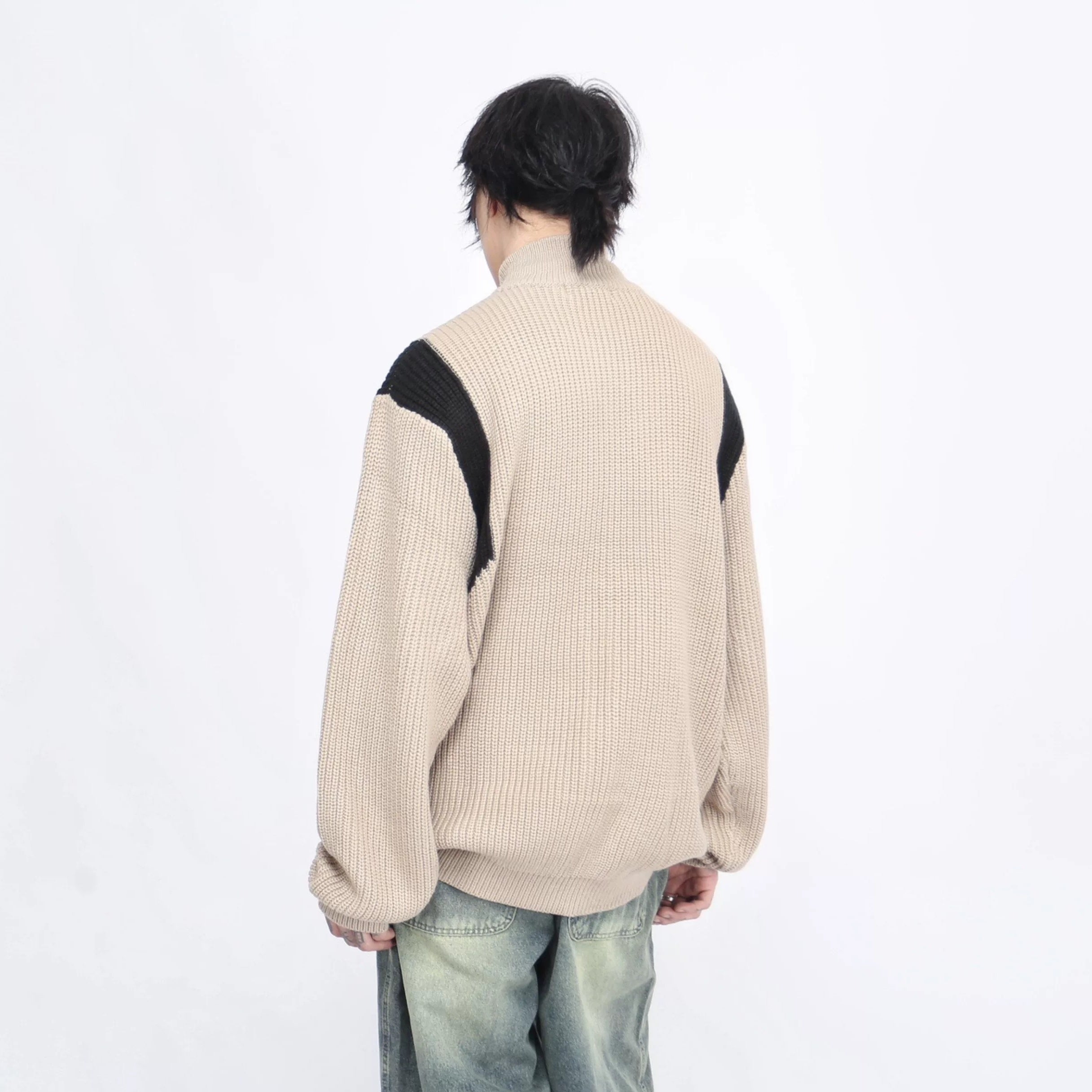 Color-Blocking Knitted Zip Jacket MB7418
