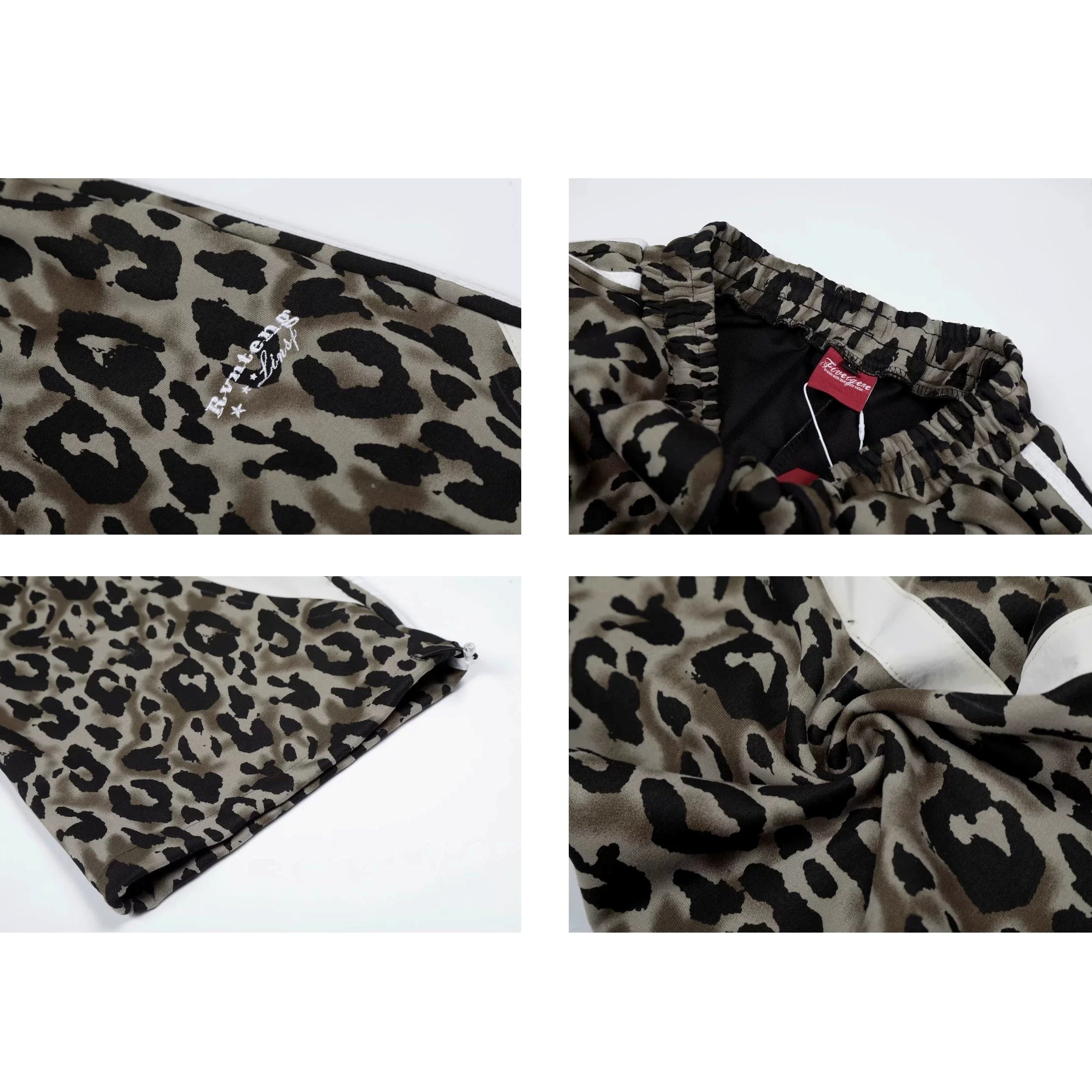 Leopard Side Stripe Wide Sweat Pants MB7409