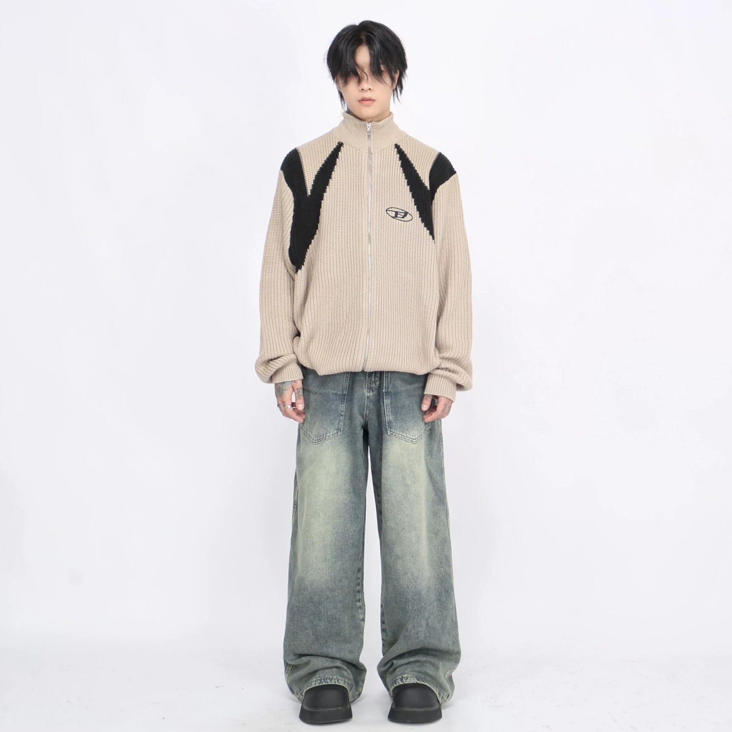 Color-Blocking Knitted Zip Jacket MB7418