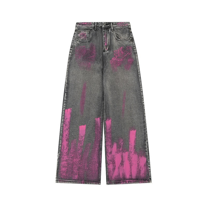 Paint Like Graffiti Wide-leg Jeans MB7433