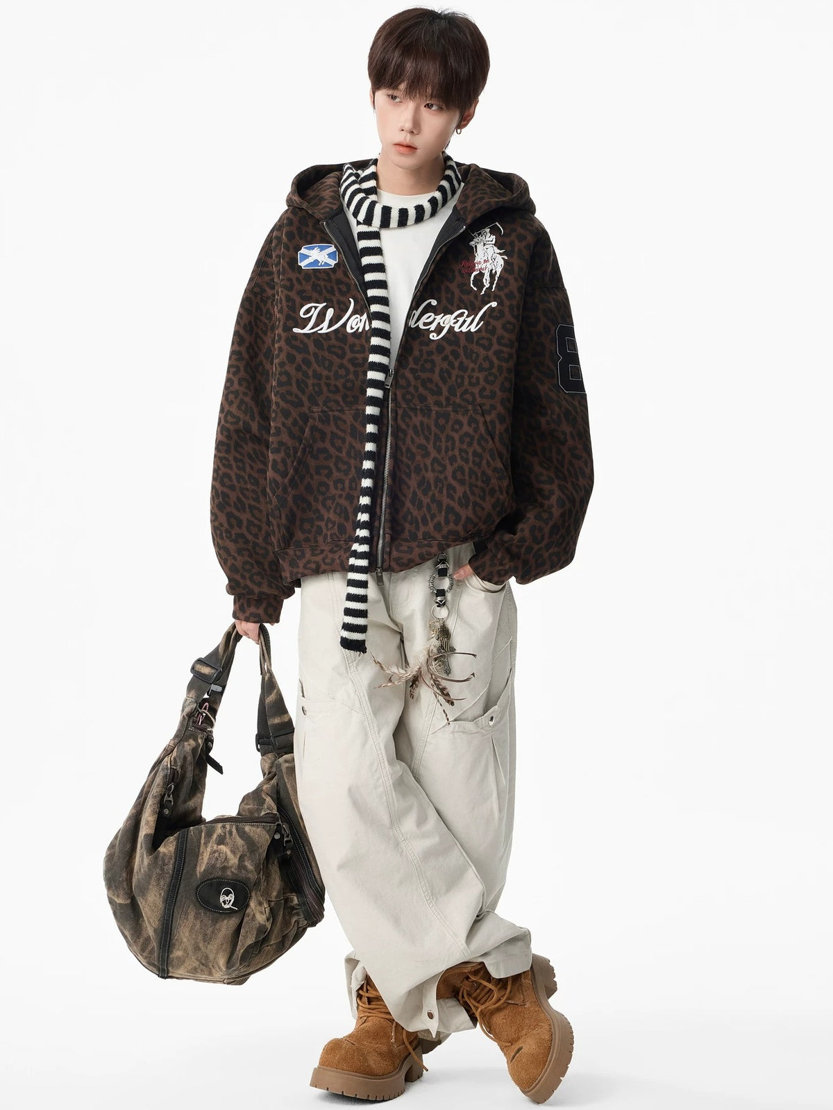 Leopard Numeric Patch Hooded Sweat Jacket MB7465