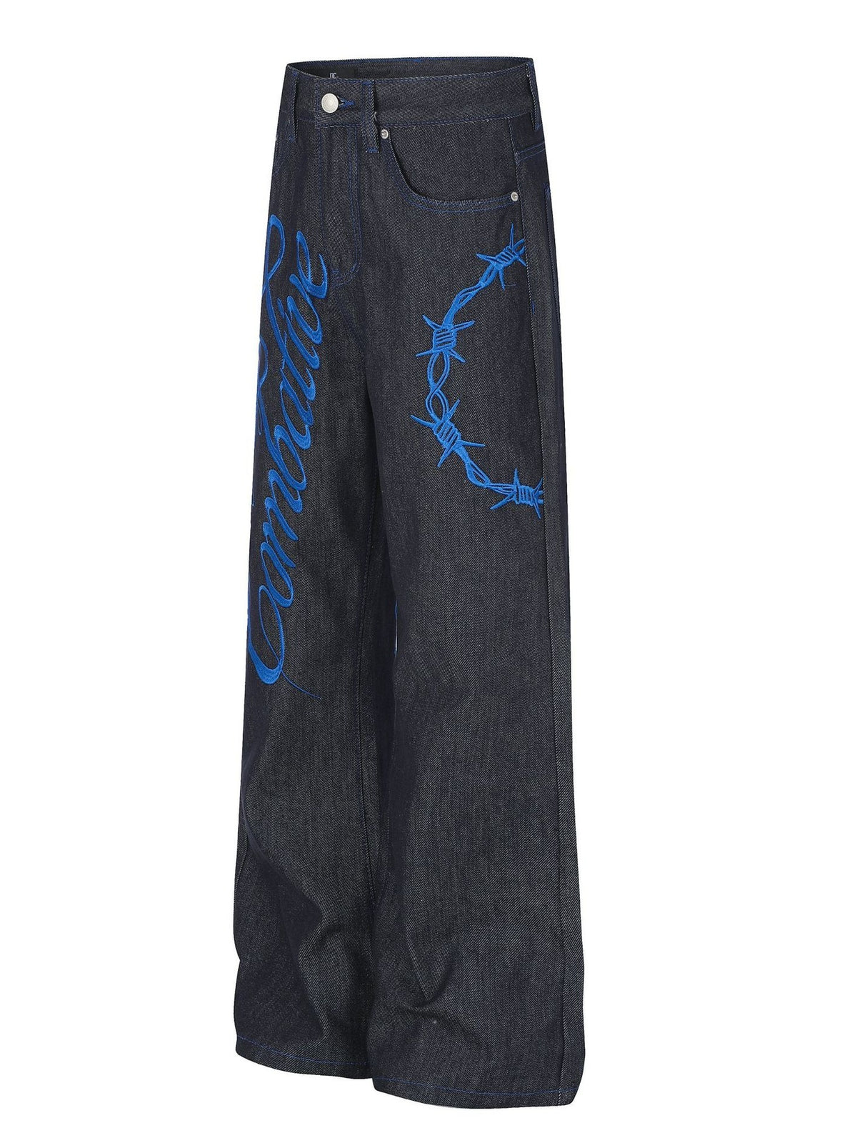 Graphic Embroidery Loose Straight Jeans MB7470