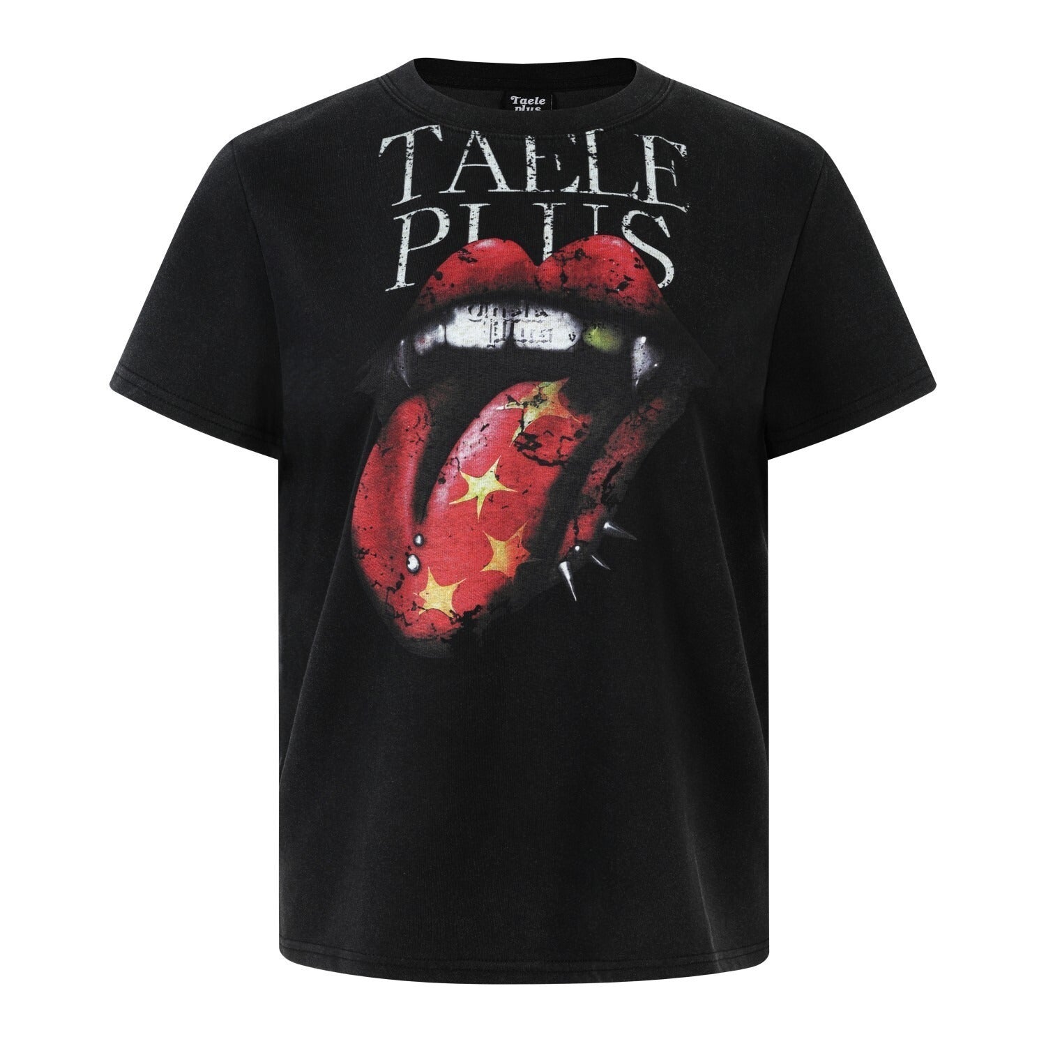 Vintage Wash Lips & Studs Graphic T-Shirt MB7412