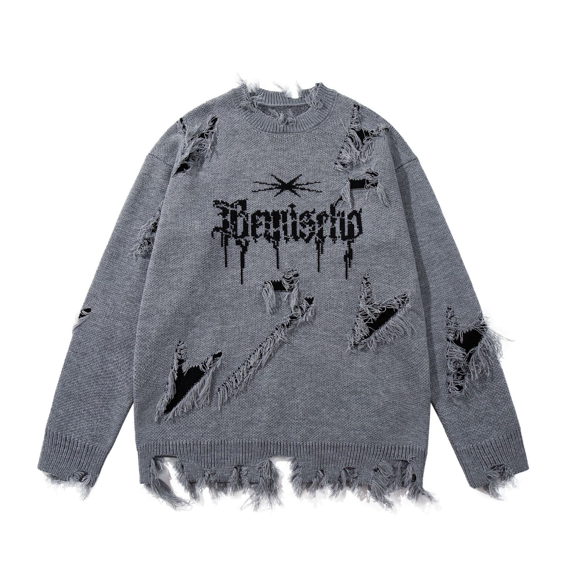 Ripped Tassel Jacquard Sweater MB7417