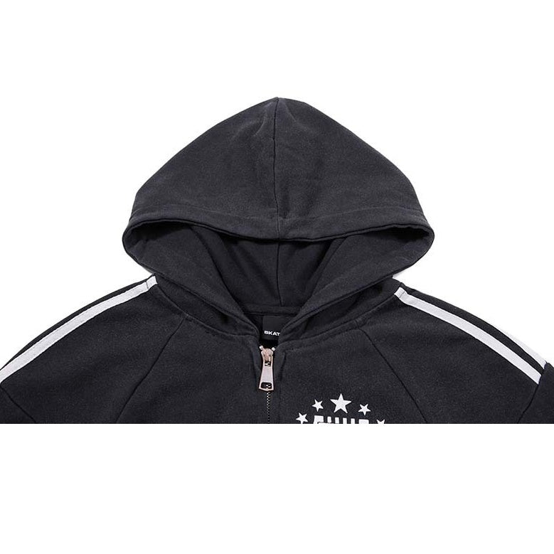Vintage Badge Print Washed Hooded Jacket MB7463