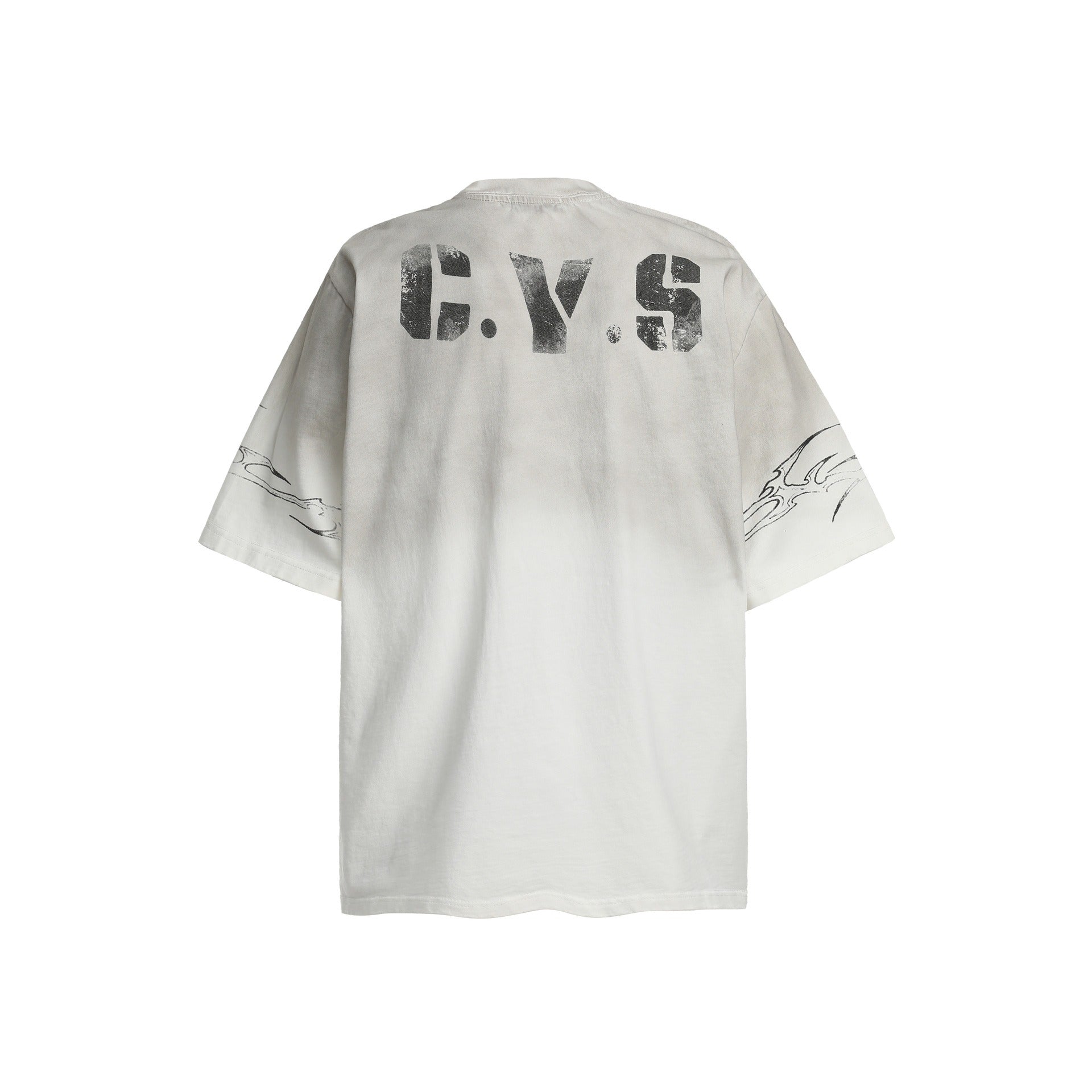 Dirty Dye Distressed Numbering Printed T-Shirt MB7415