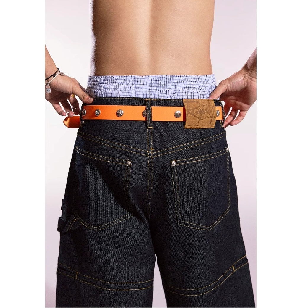 Highlighter Color Rivet Leather Belt MB7367
