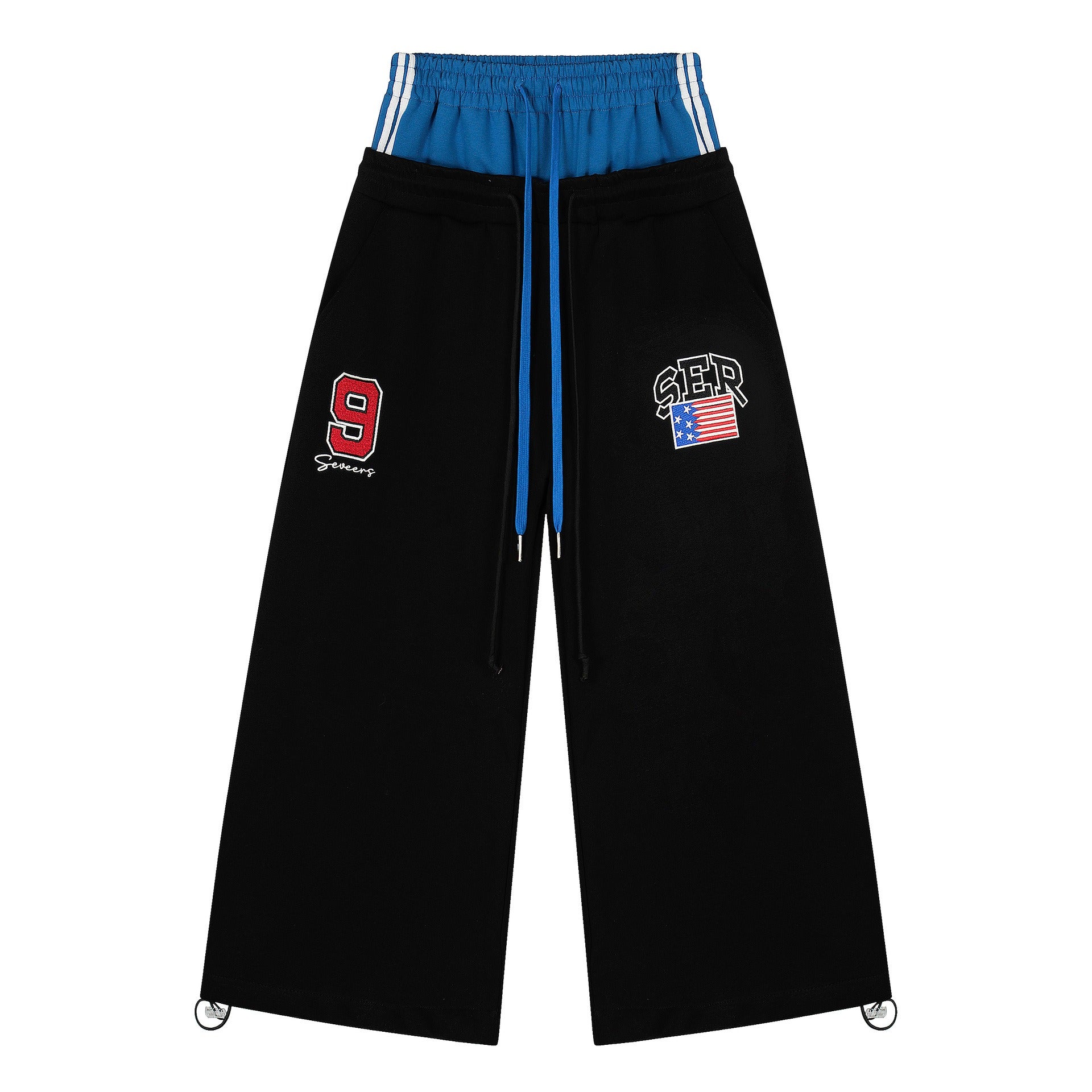 Double-Waist Letter Print Curve Sweat Pants MB7414