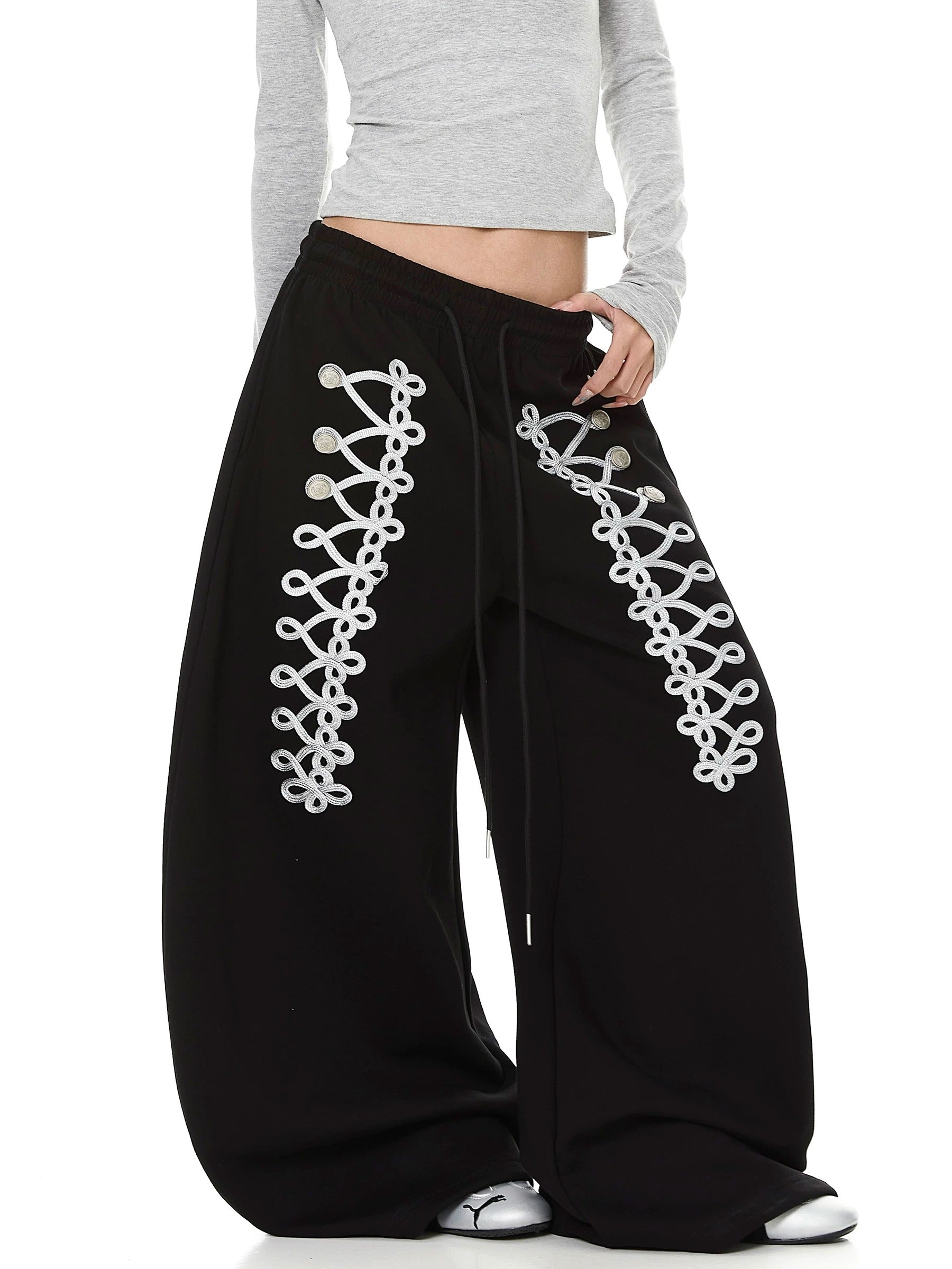 【上下別売り】Lace-Up Design Wide Curve Sweat Pants MB7441