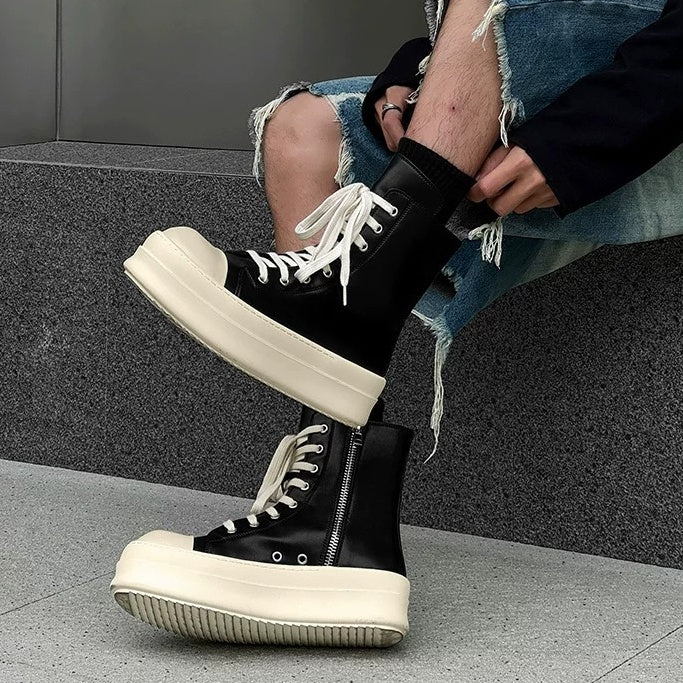 High-Top Zipper Design Lace-up Sneaker MB7429