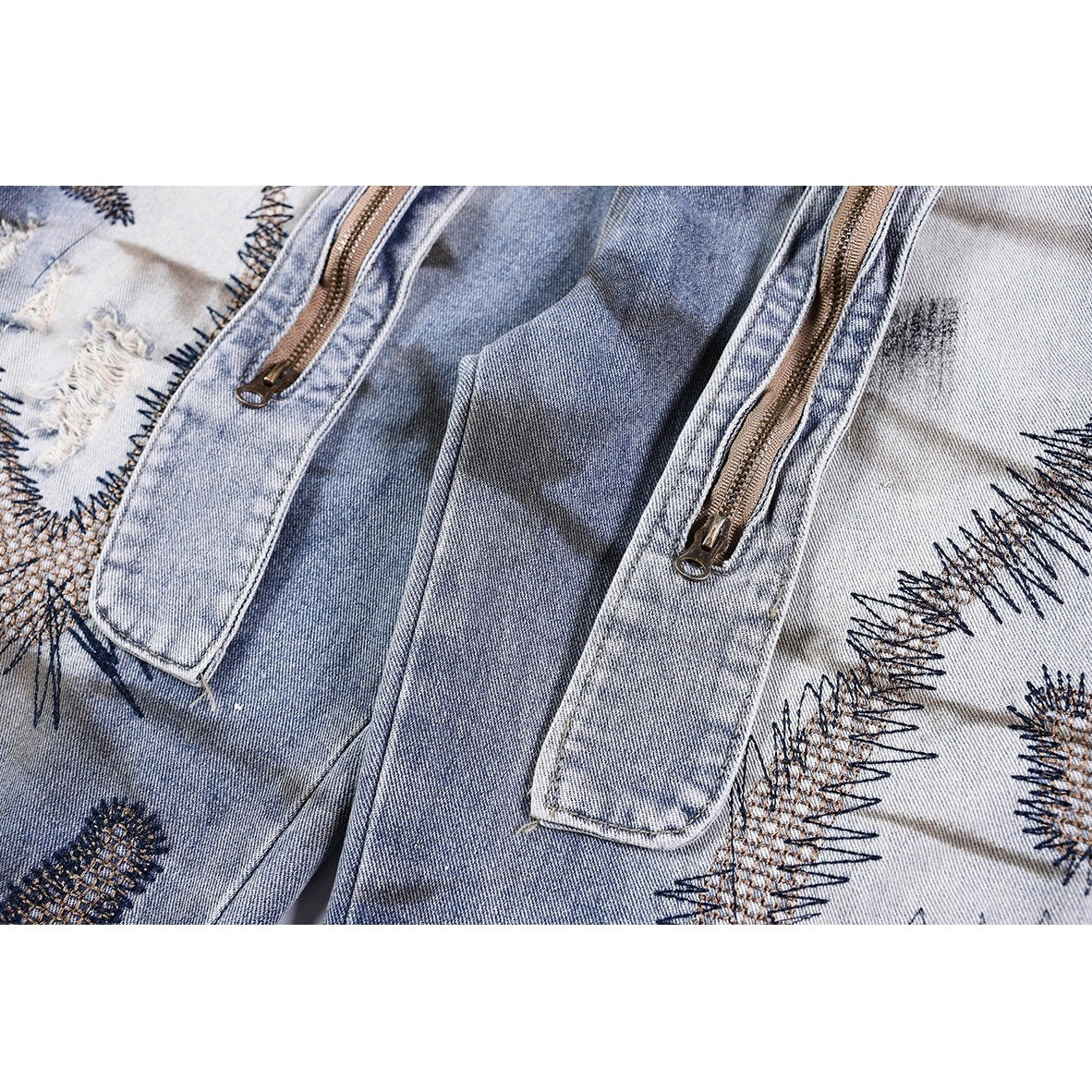 Heavy Stitch Washed Curved Jeans MB7422